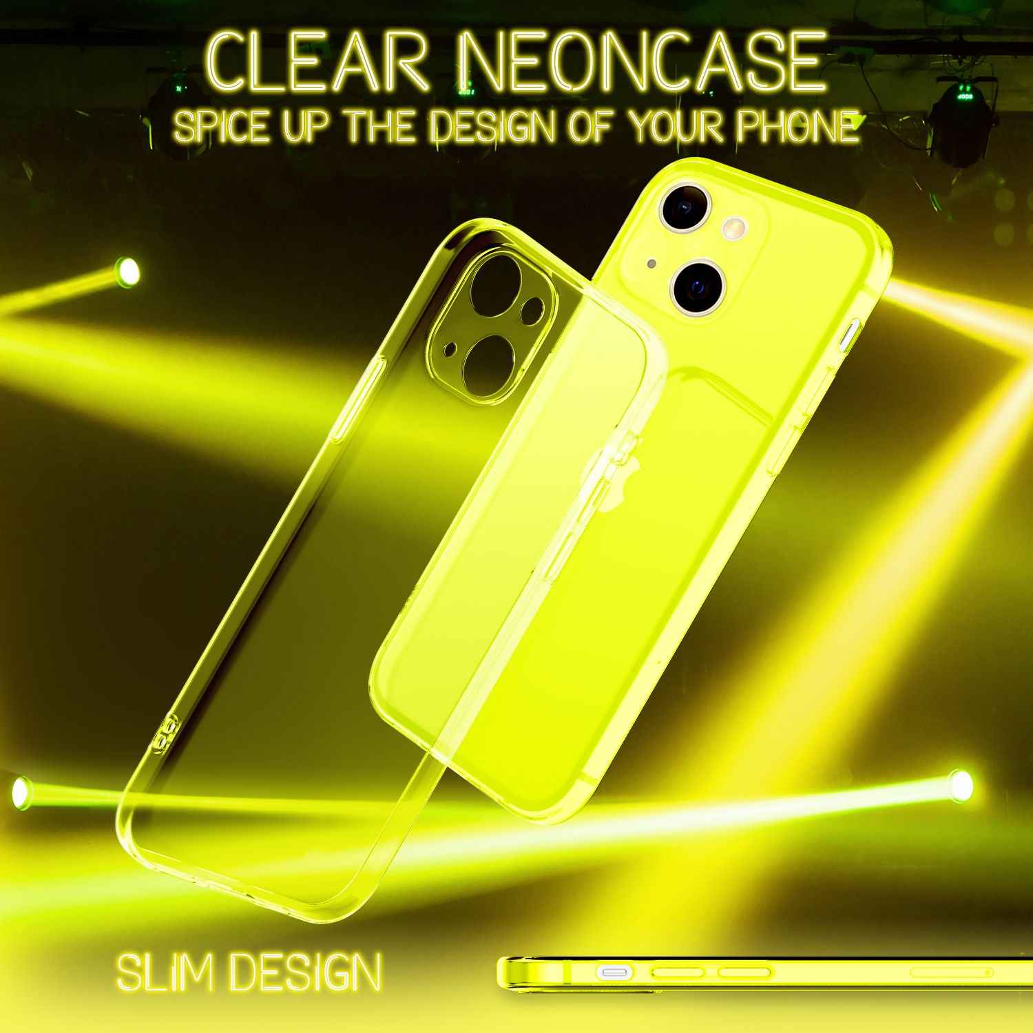 NALIA Klare Neon Handy Hülle für iPhone 13 Mini, Bunt Durchsichtig Cover Case