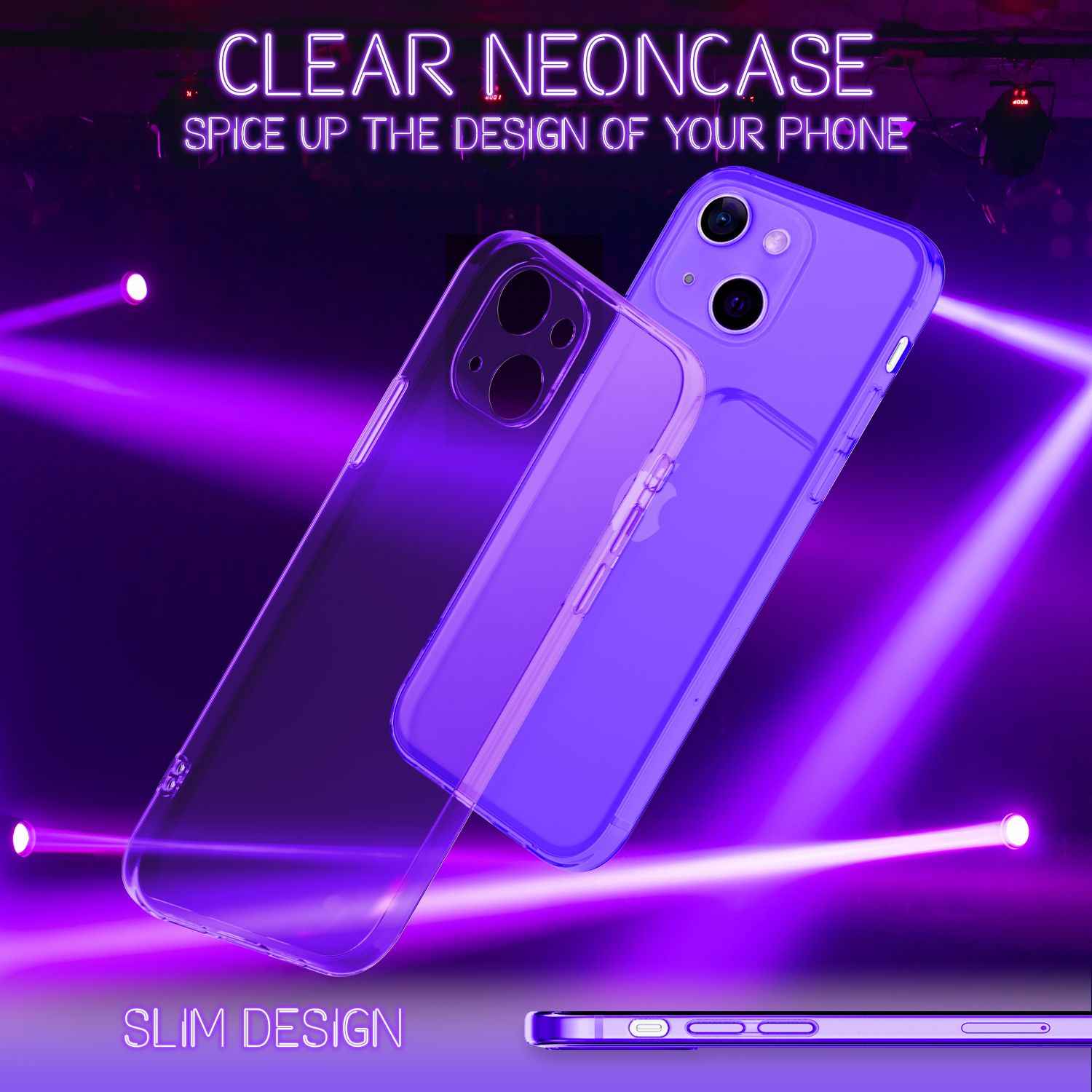 NALIA Klare Neon Handy Hülle für iPhone 13 Mini, Bunt Durchsichtig Cover Case