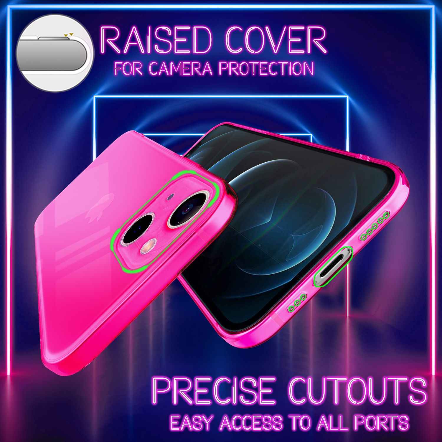 NALIA Klare Neon Handy Hülle für iPhone 13 Mini, Bunt Durchsichtig Cover Case