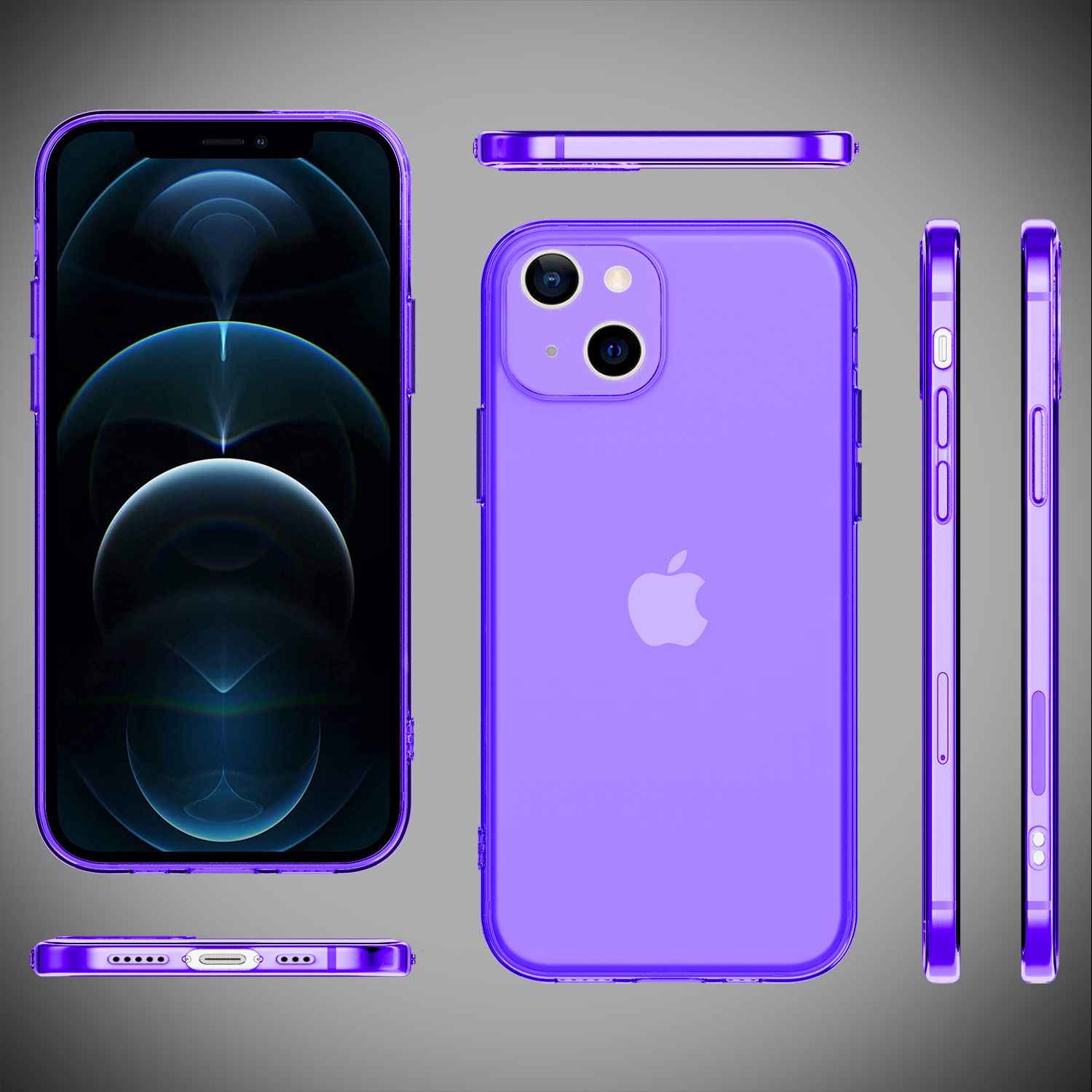 NALIA Klare Neon Handy Hülle für iPhone 13 Mini, Bunt Durchsichtig Cover Case