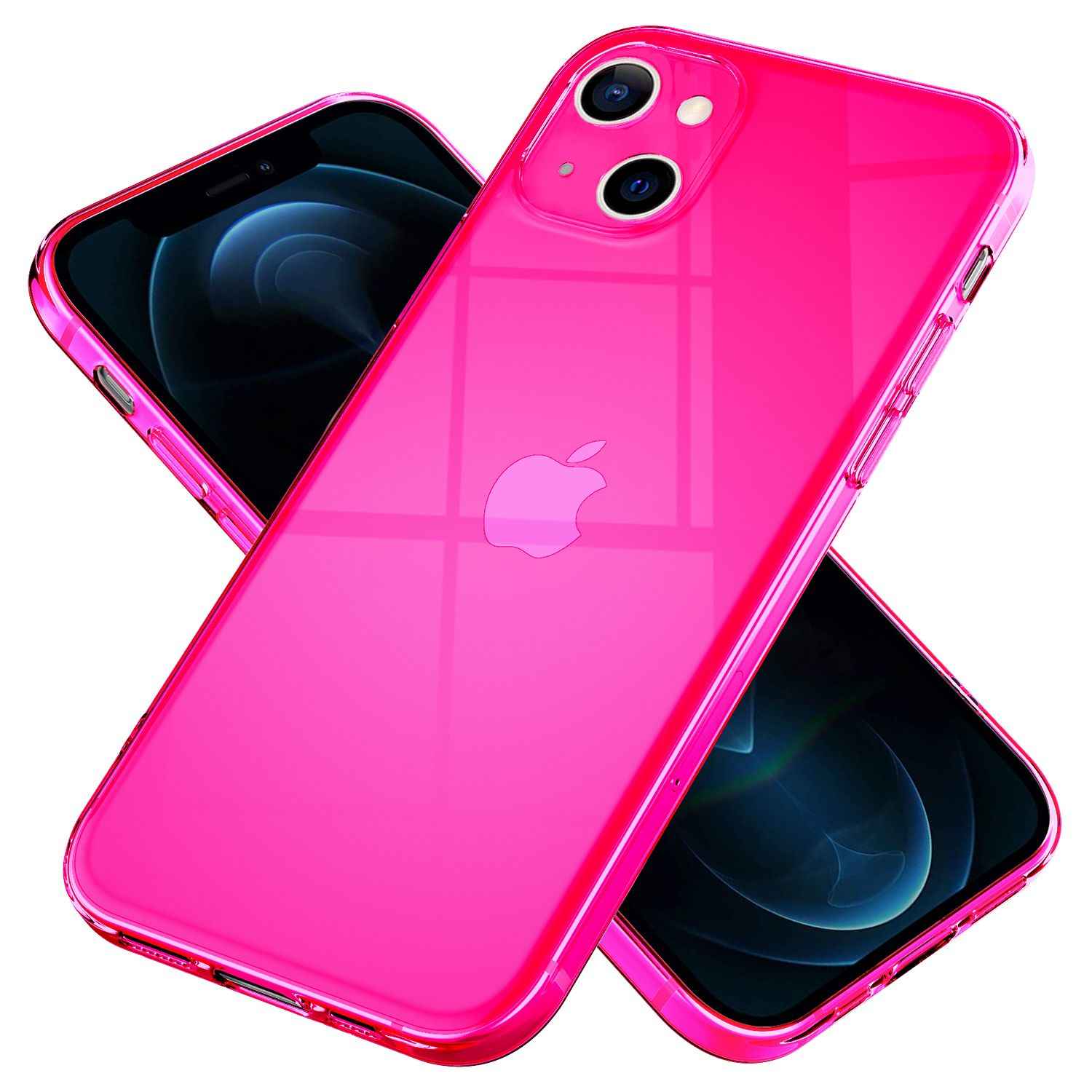 NALIA Klare Neon Handy Hülle für iPhone 13, Bunt Durchsichtig Cover Case