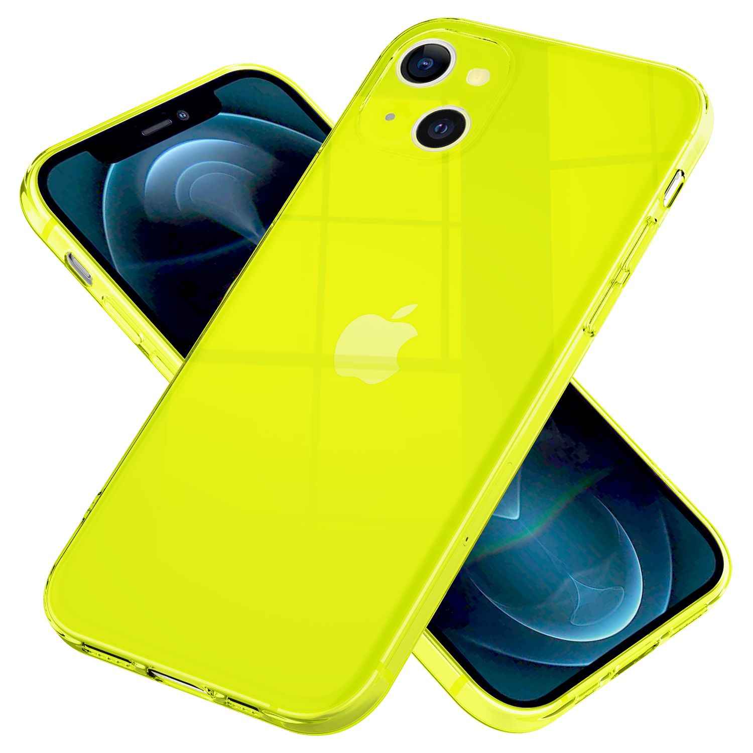 NALIA Klare Neon Handy Hülle für iPhone 13, Bunt Durchsichtig Cover Case