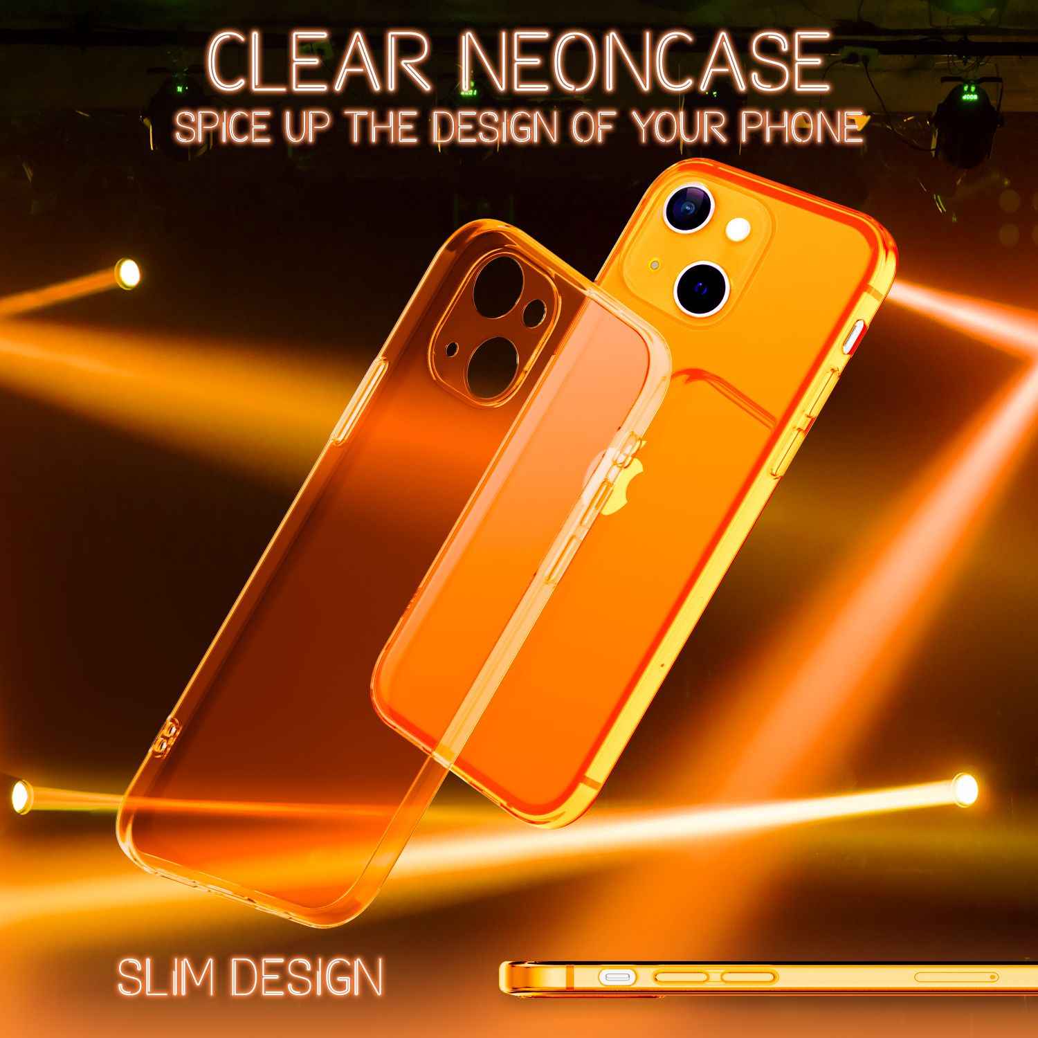 NALIA Klare Neon Handy Hülle für iPhone 13, Bunt Durchsichtig Cover Case