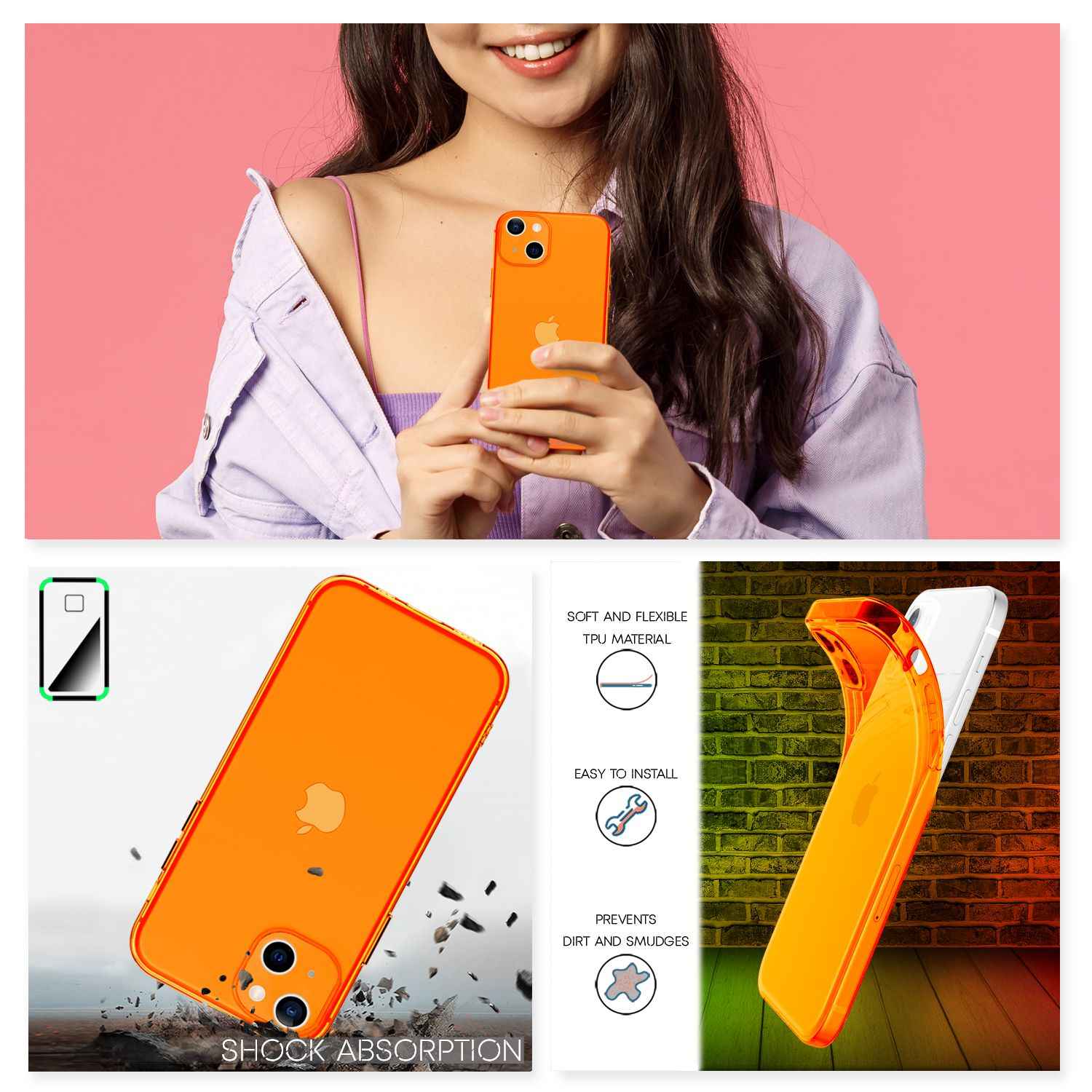 NALIA Klare Neon Handy Hülle für iPhone 13, Bunt Durchsichtig Cover Case