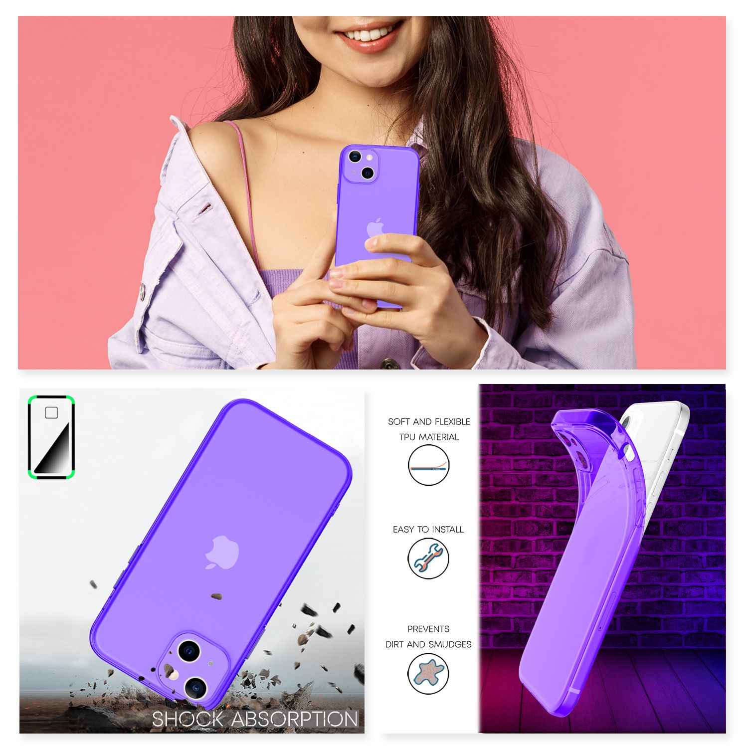 NALIA Klare Neon Handy Hülle für iPhone 13, Bunt Durchsichtig Cover Case