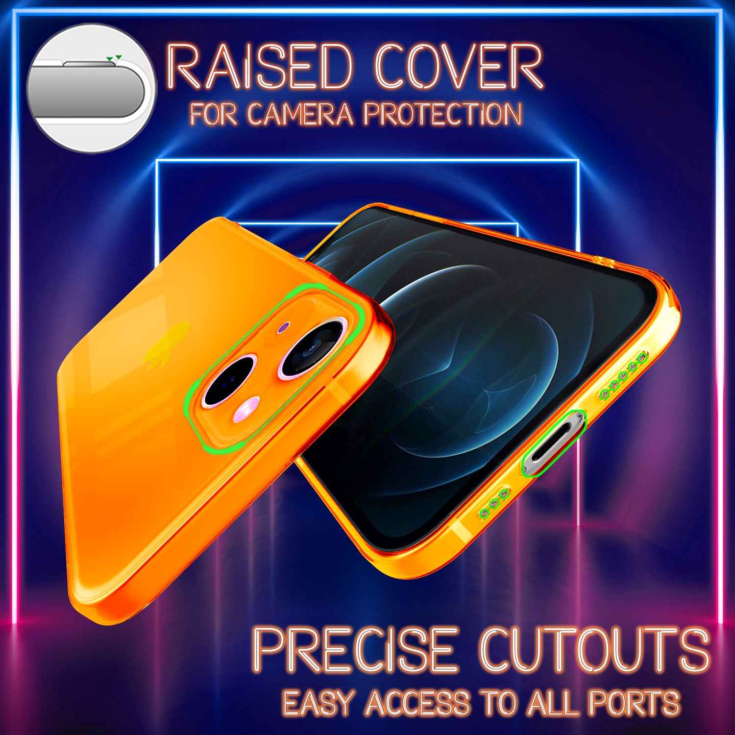 NALIA Klare Neon Handy Hülle für iPhone 13, Bunt Durchsichtig Cover Case