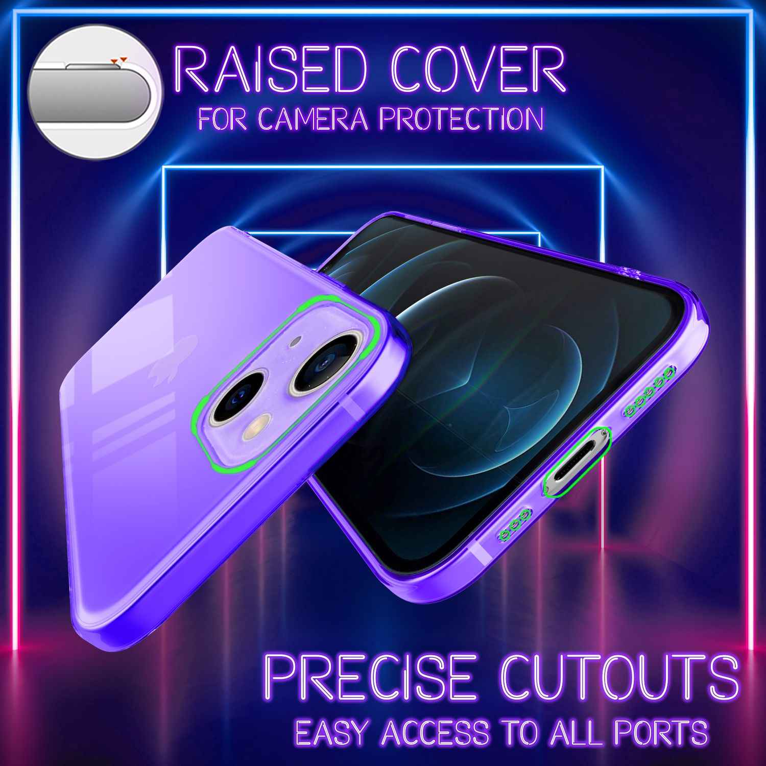NALIA Klare Neon Handy Hülle für iPhone 13, Bunt Durchsichtig Cover Case