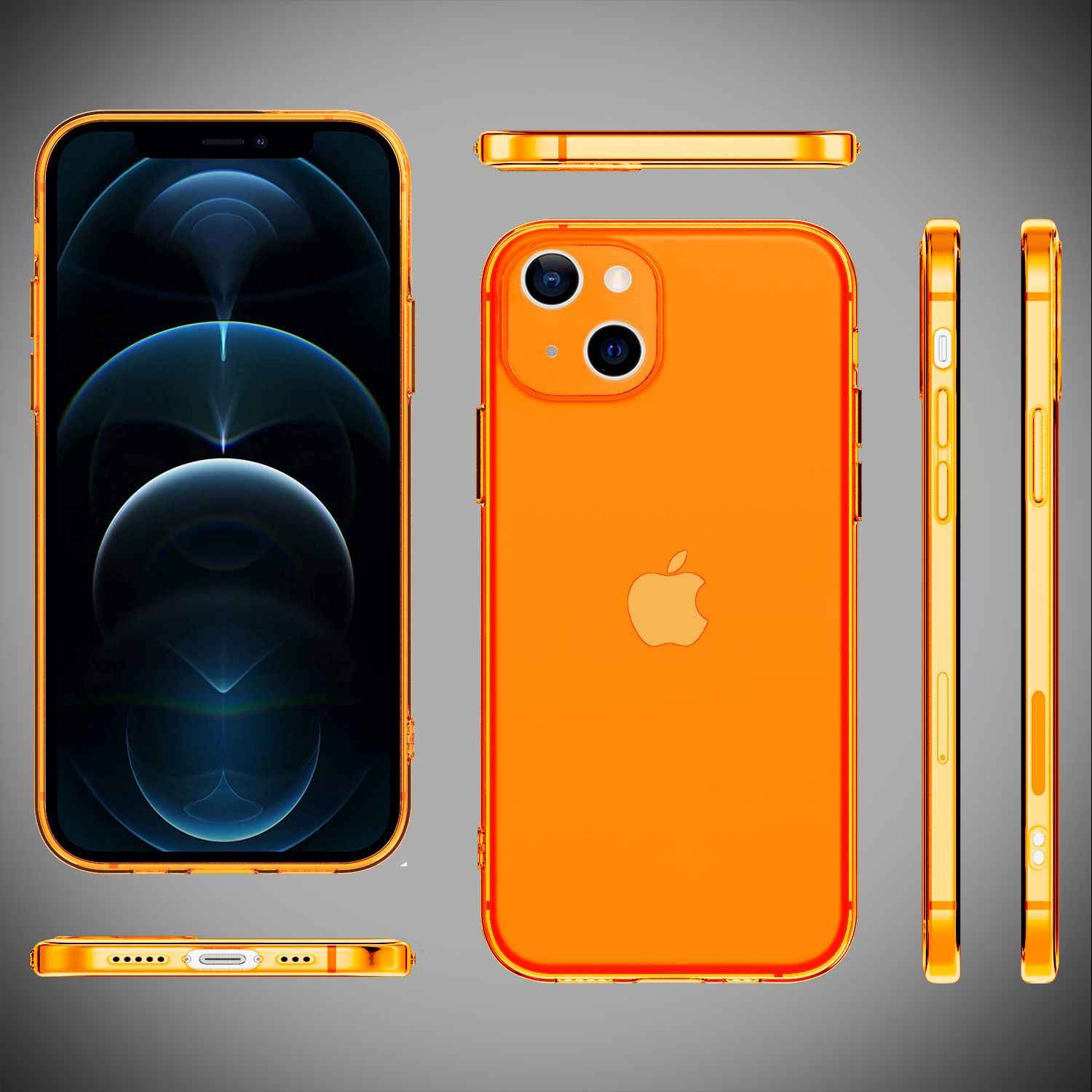 NALIA Klare Neon Handy Hülle für iPhone 13, Bunt Durchsichtig Cover Case