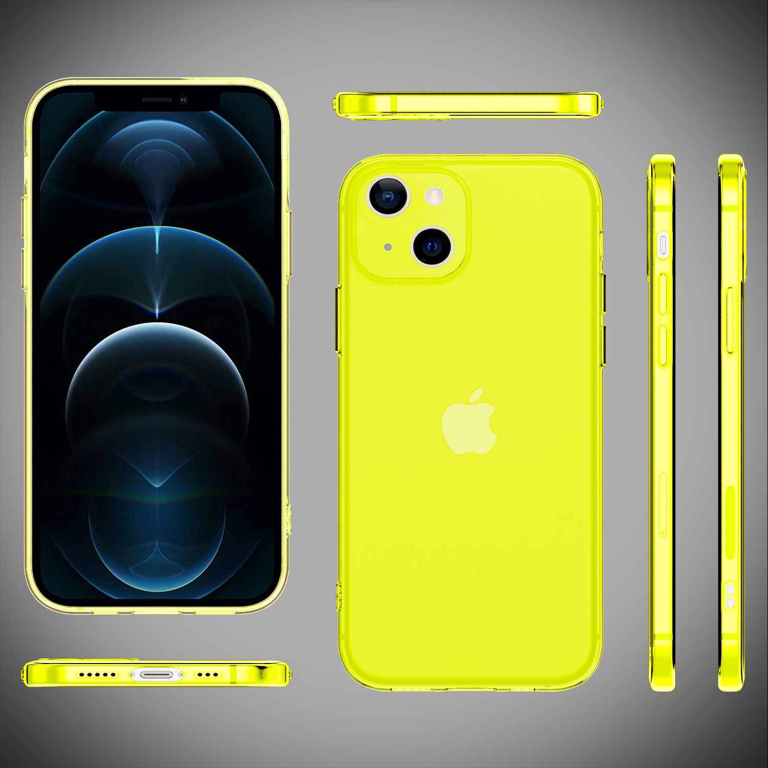 NALIA Klare Neon Handy Hülle für iPhone 13, Bunt Durchsichtig Cover Case