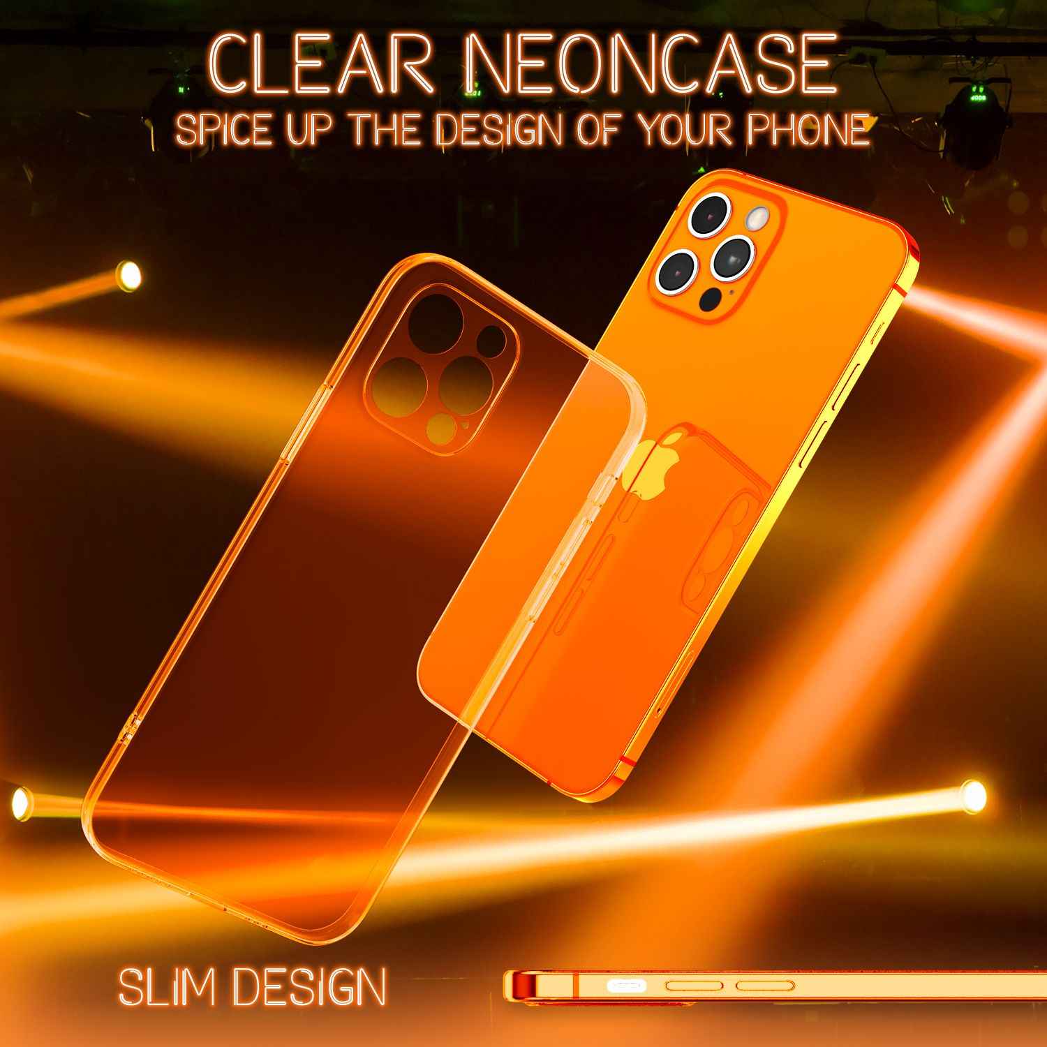 NALIA Klare Neon Handy Hülle für iPhone 13 Pro, Bunt Durchsichtig Cover Case