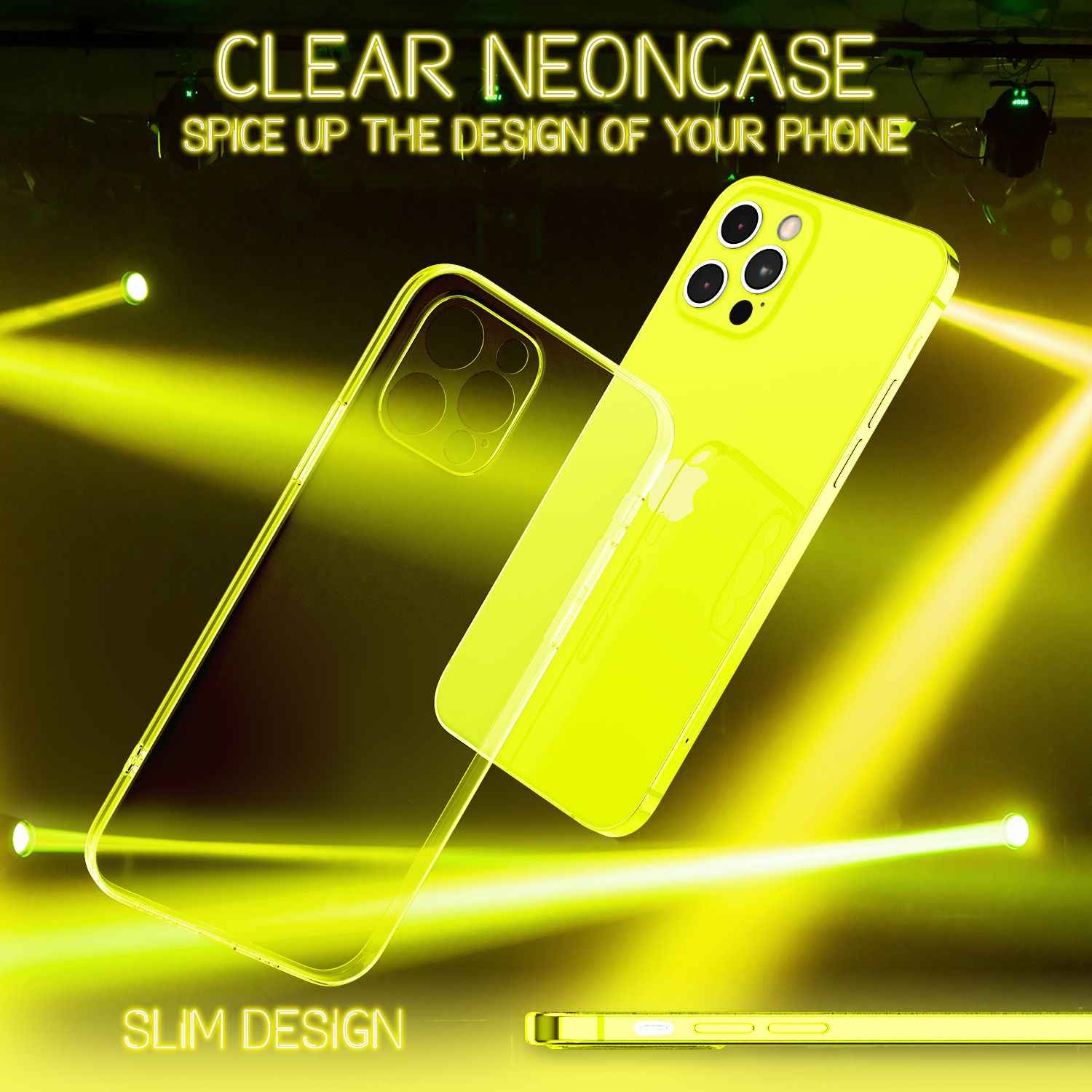NALIA Klare Neon Handy Hülle für iPhone 13 Pro, Bunt Durchsichtig Cover Case