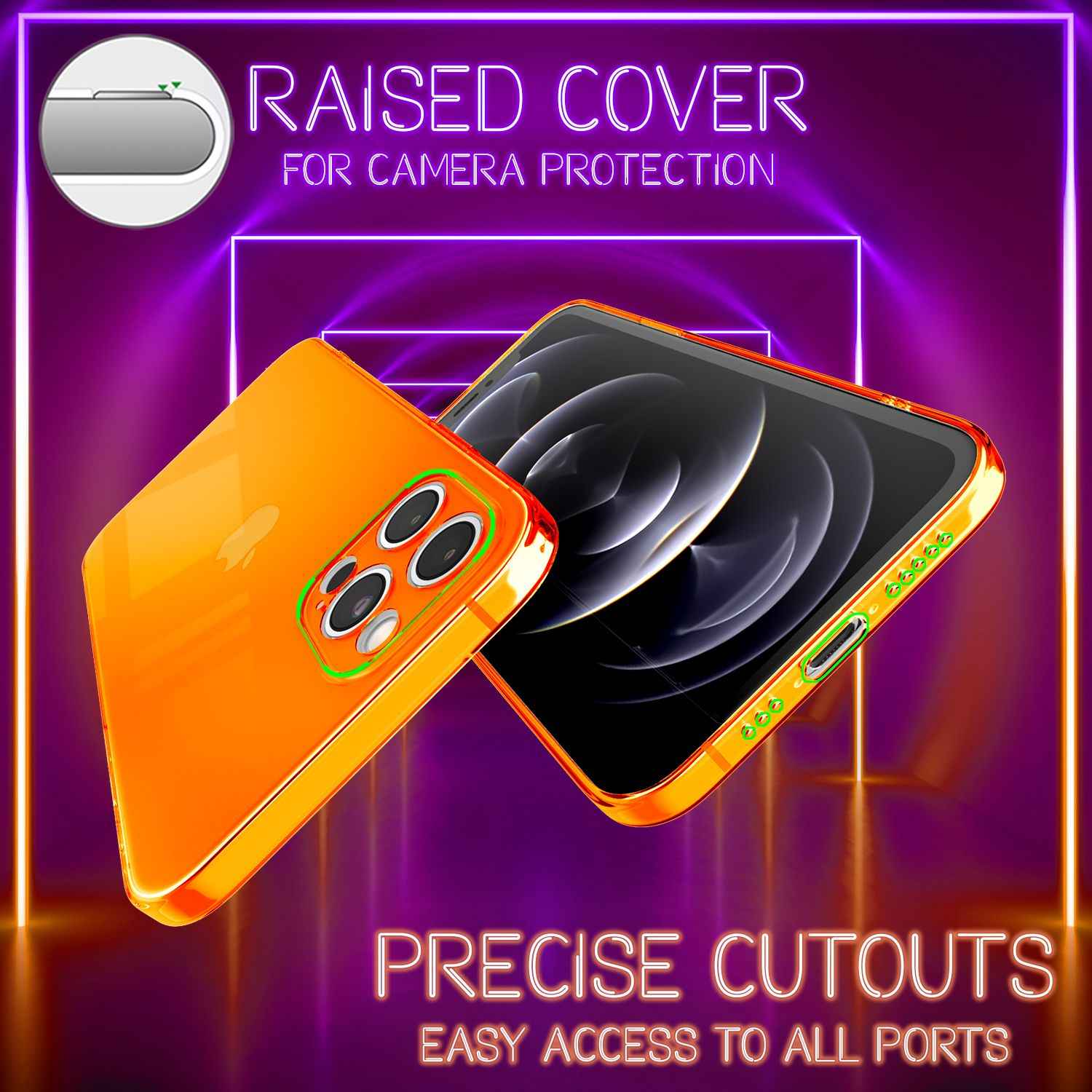 NALIA Klare Neon Handy Hülle für iPhone 13 Pro, Bunt Durchsichtig Cover Case