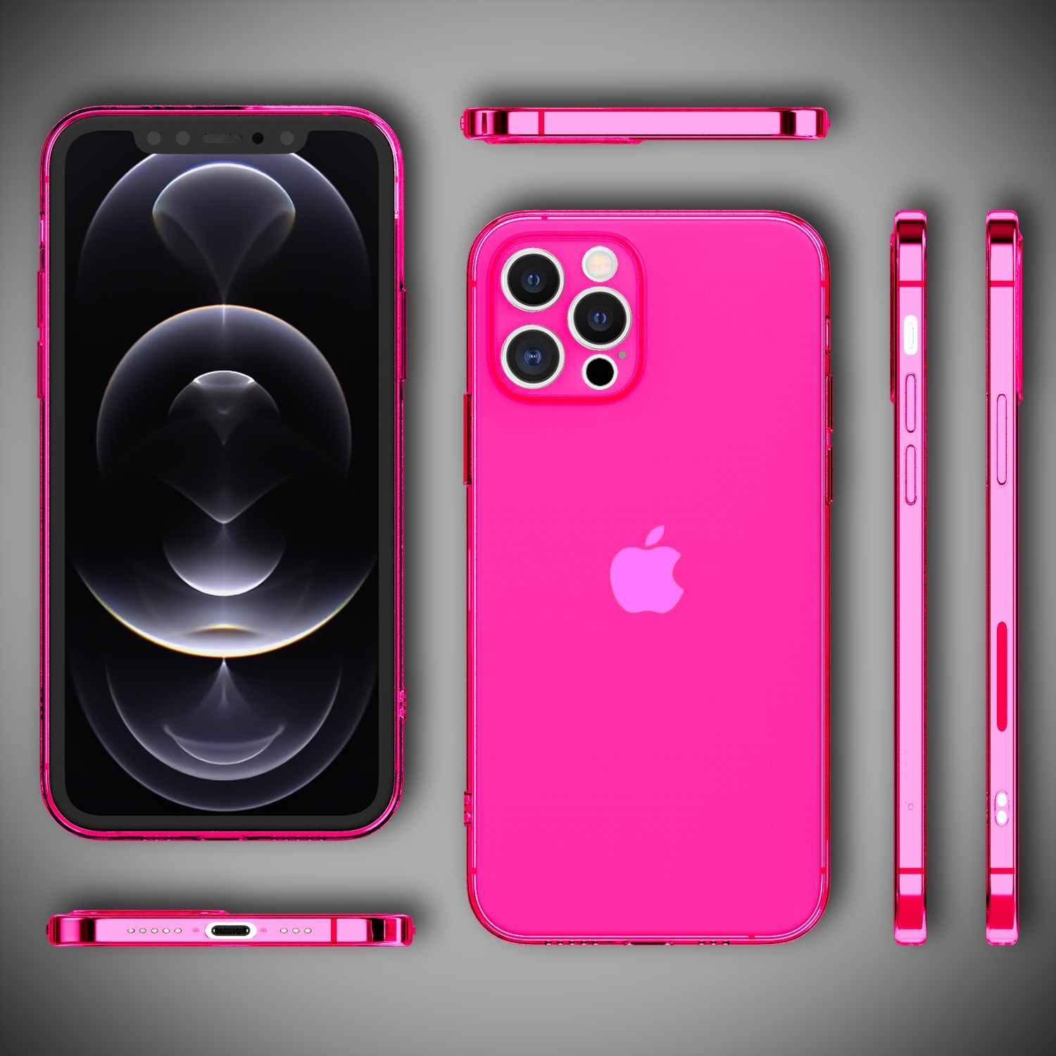 NALIA Klare Neon Handy Hülle für iPhone 13 Pro, Bunt Durchsichtig Cover Case