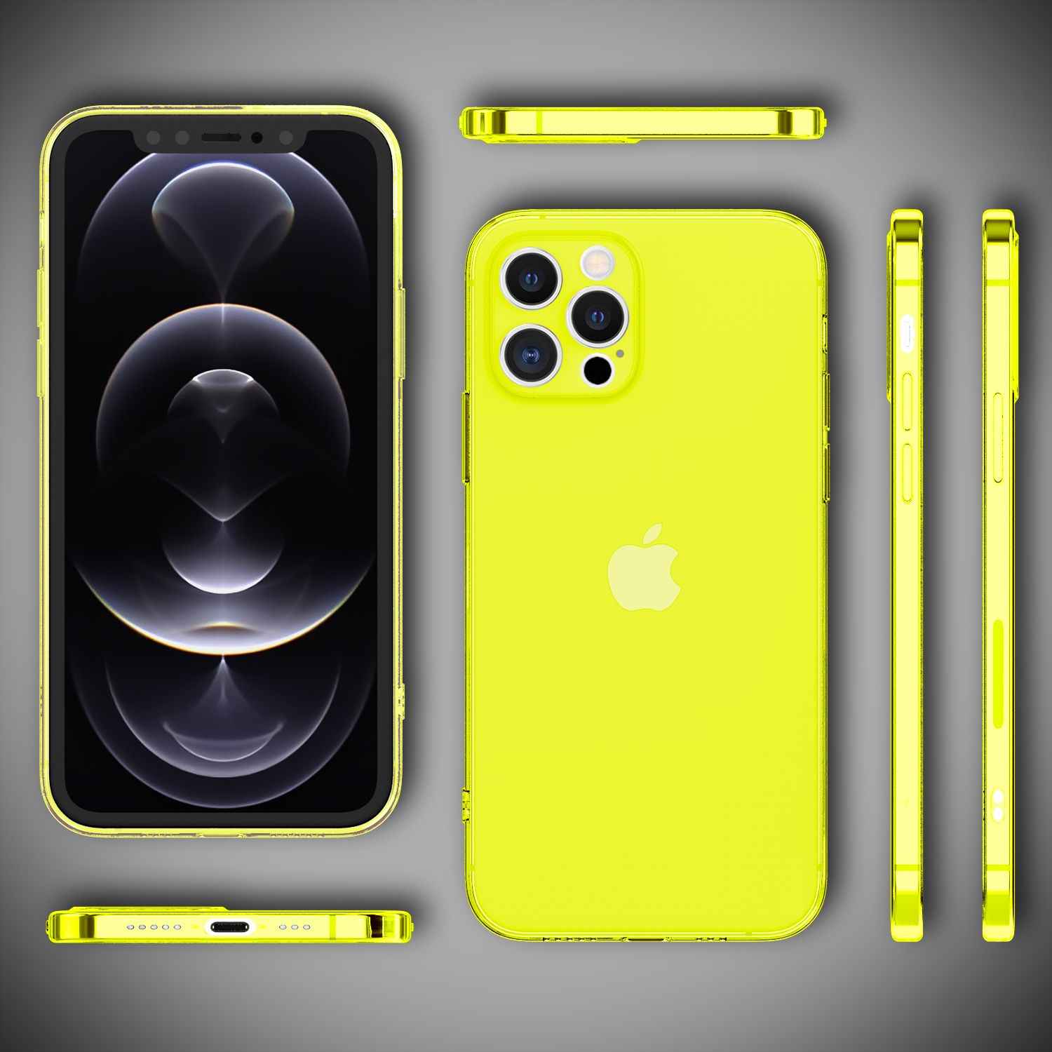 NALIA Klare Neon Handy Hülle für iPhone 13 Pro, Bunt Durchsichtig Cover Case