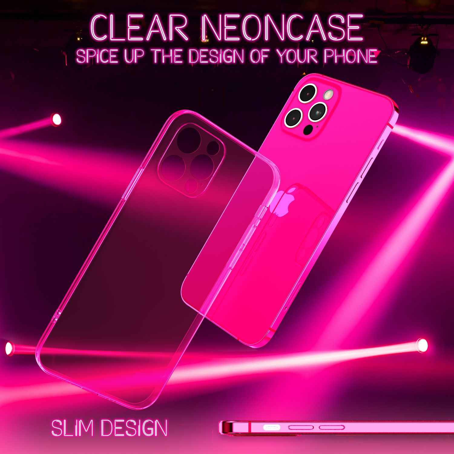 NALIA Klare Neon Handyhülle für iPhone 13 Pro Max, Durchsichtig Bunt Leuchtend Vergilbungsfrei, Dünne Robuste Schutzhülle Cover Case