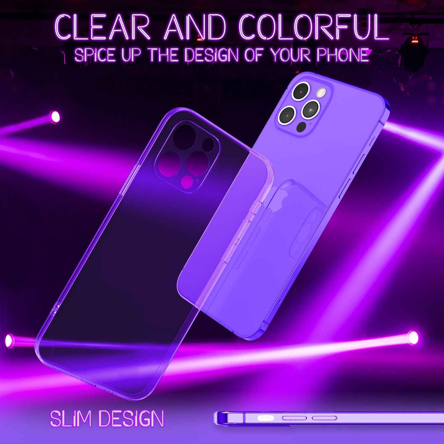NALIA Klare Neon Handyhülle für iPhone 13 Pro Max, Durchsichtig Bunt Leuchtend Vergilbungsfrei, Dünne Robuste Schutzhülle Cover Case