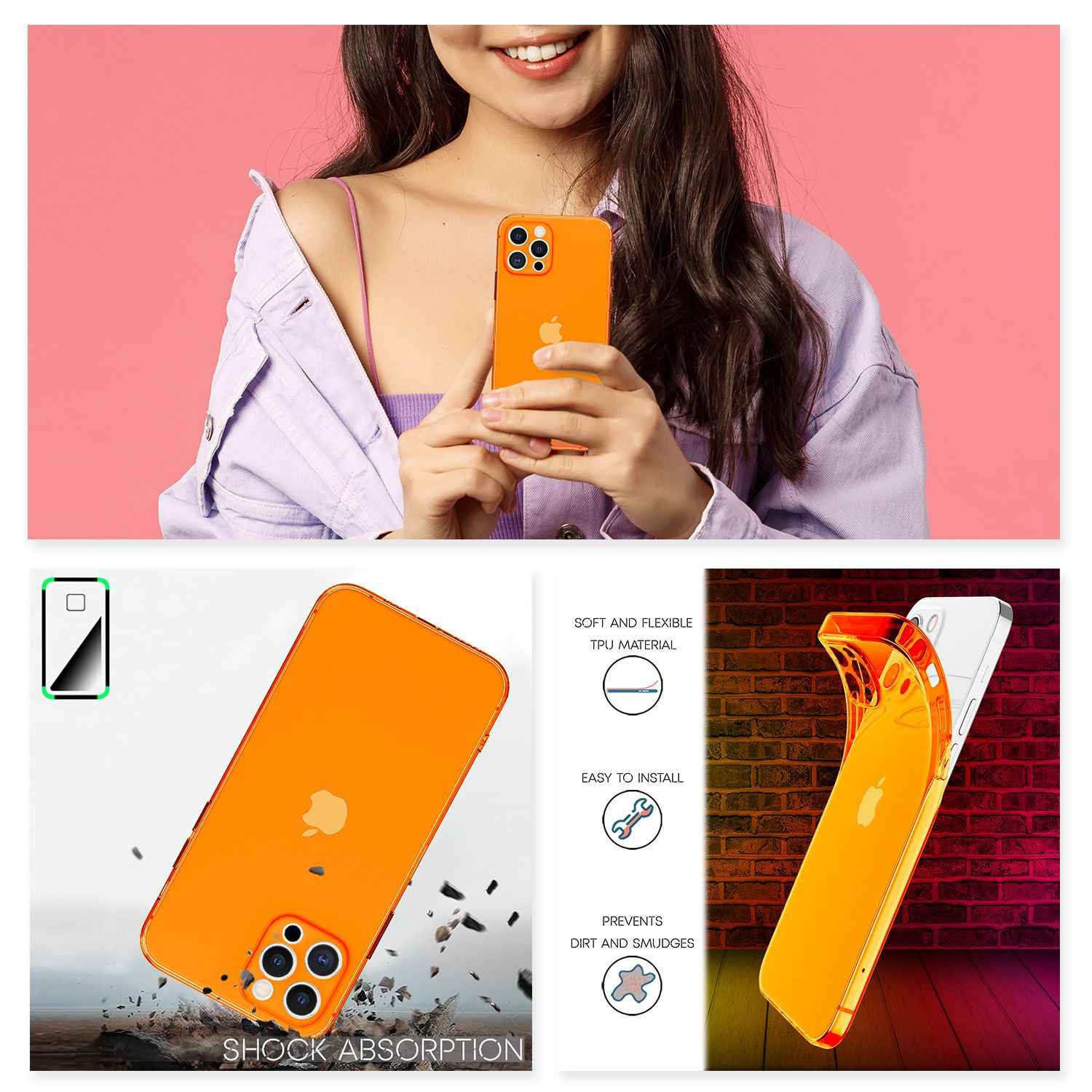 NALIA Klare Neon Handyhülle für iPhone 13 Pro Max, Durchsichtig Bunt Leuchtend Vergilbungsfrei, Dünne Robuste Schutzhülle Cover Case
