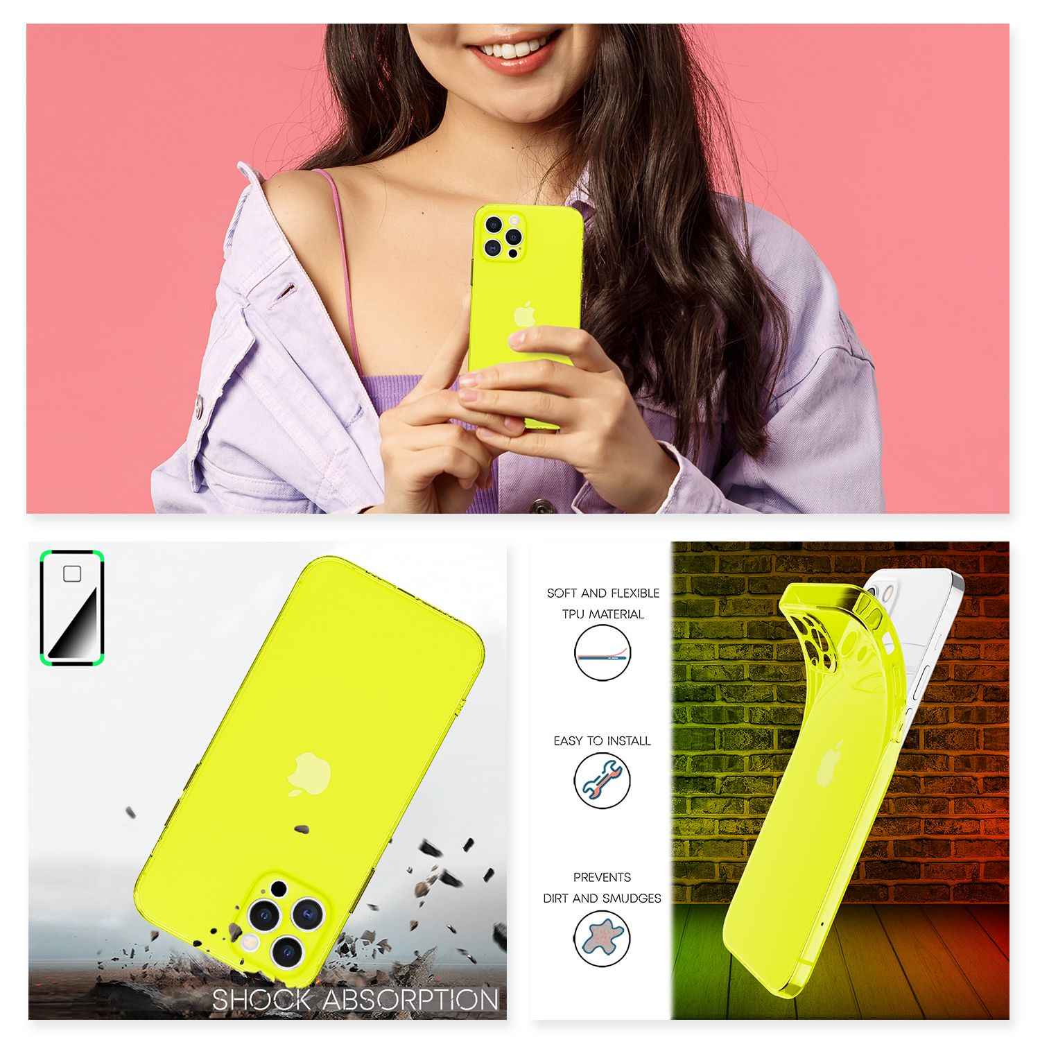 NALIA Klare Neon Handyhülle für iPhone 13 Pro Max, Durchsichtig Bunt Leuchtend Vergilbungsfrei, Dünne Robuste Schutzhülle Cover Case