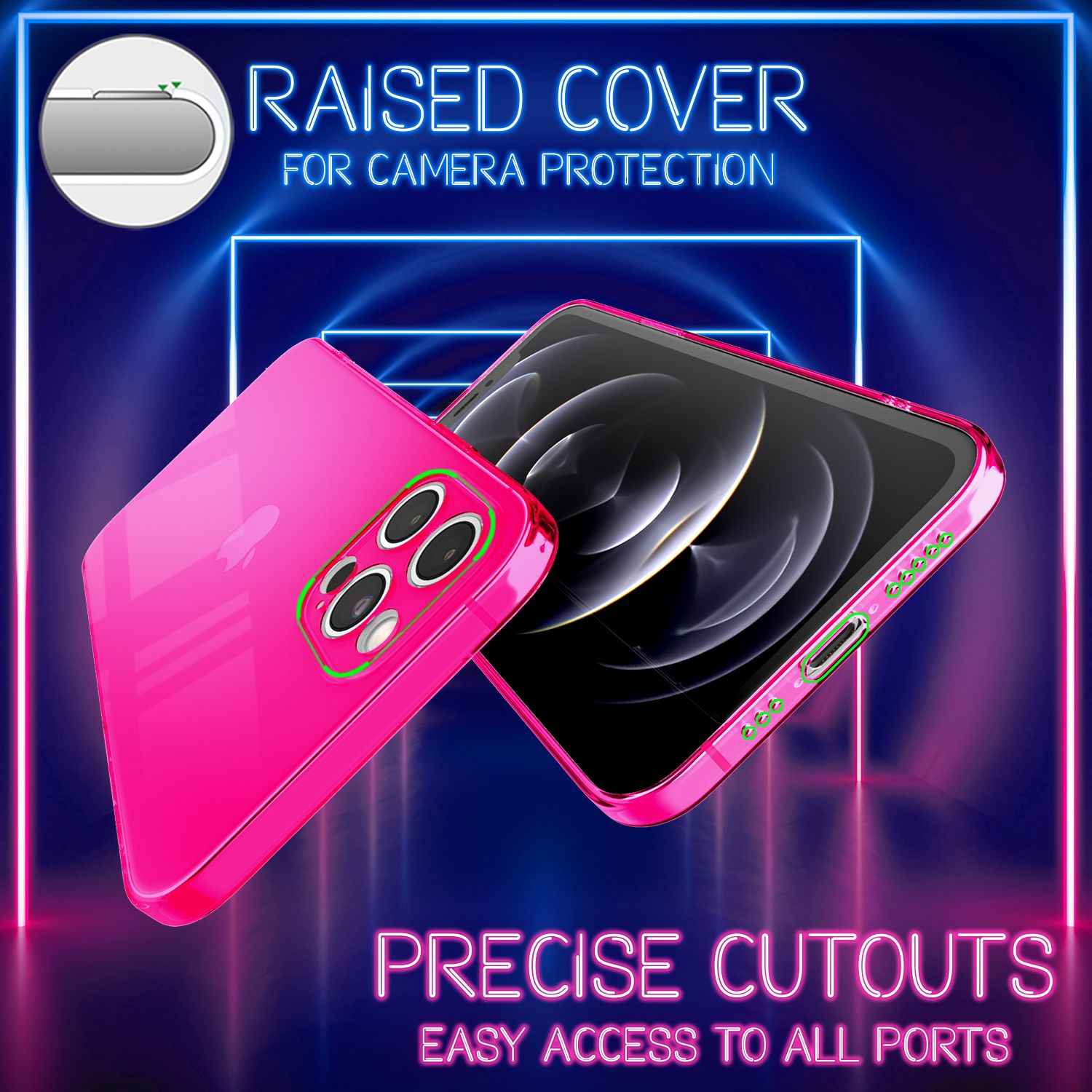 NALIA Klare Neon Handyhülle für iPhone 13 Pro Max, Durchsichtig Bunt Leuchtend Vergilbungsfrei, Dünne Robuste Schutzhülle Cover Case