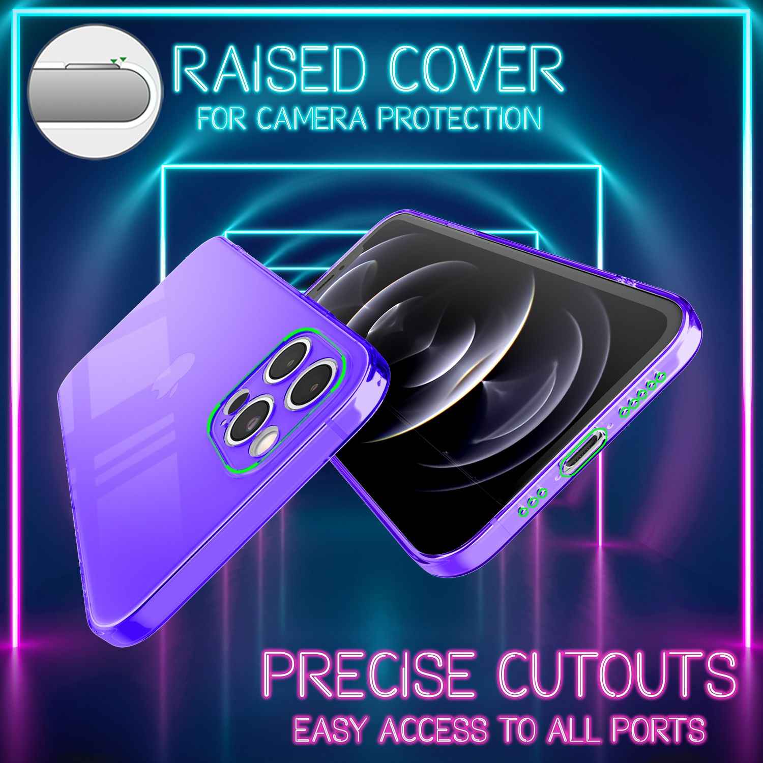 NALIA Klare Neon Handyhülle für iPhone 13 Pro Max, Durchsichtig Bunt Leuchtend Vergilbungsfrei, Dünne Robuste Schutzhülle Cover Case