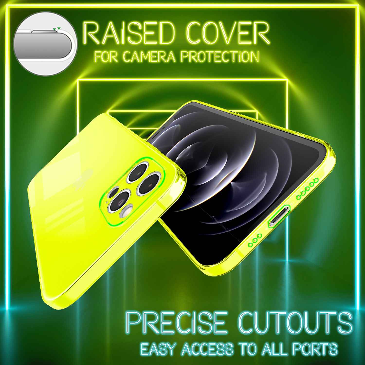 NALIA Klare Neon Handyhülle für iPhone 13 Pro Max, Durchsichtig Bunt Leuchtend Vergilbungsfrei, Dünne Robuste Schutzhülle Cover Case