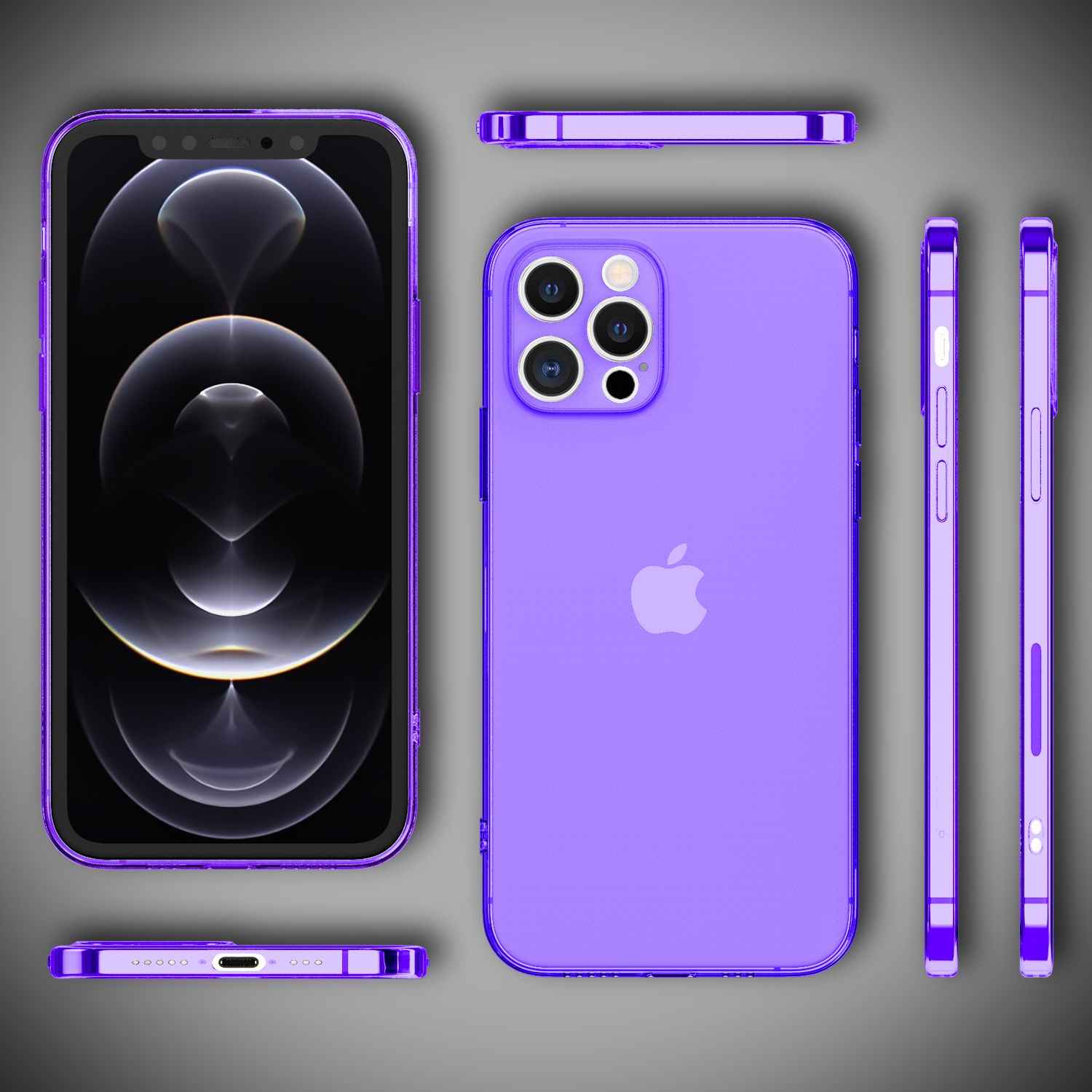 NALIA Klare Neon Handyhülle für iPhone 13 Pro Max, Durchsichtig Bunt Leuchtend Vergilbungsfrei, Dünne Robuste Schutzhülle Cover Case