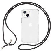 NALIA Klares Hybrid Case mit Kette für iPhone 13 Mini, Transparent Anti-Gelb Robust Verstärkte Ecken Hardcase & Silikon Rahmen, Stoßfeste Schutzhülle & Handy-Schnur