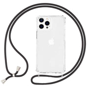 NALIA Klares Hybrid Case mit Kette für iPhone 13 Pro, Transparent Anti-Gelb Robust Verstärkte Ecken Hardcase & Silikon Rahmen, Stoßfeste Schutzhülle & Handy-Schnur
