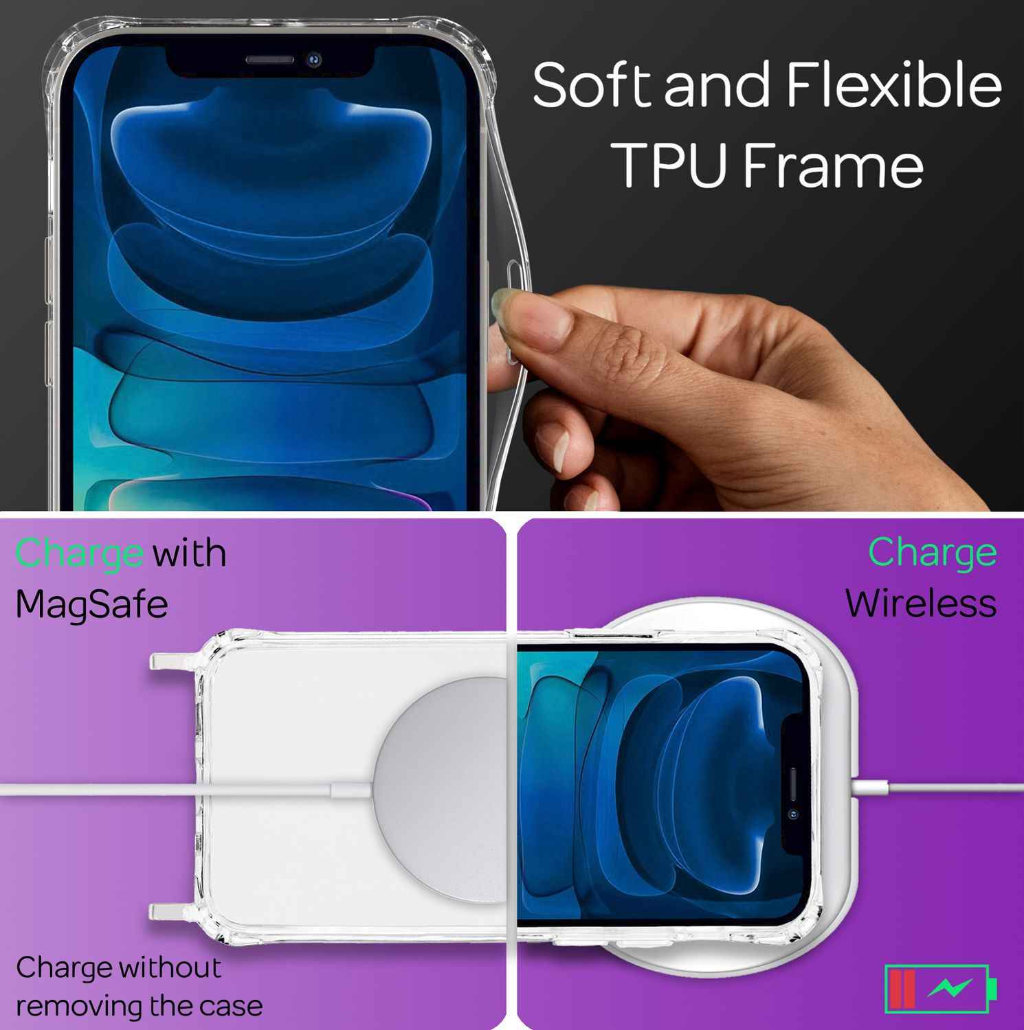 NALIA Klares Hybrid Case mit Kette für iPhone 13 Pro Max, Transparent Anti-Gelb Robust Verstärkte Ecken Hardcase & Silikon Rahmen, Stoßfeste Schutzhülle & Handy-Schnur