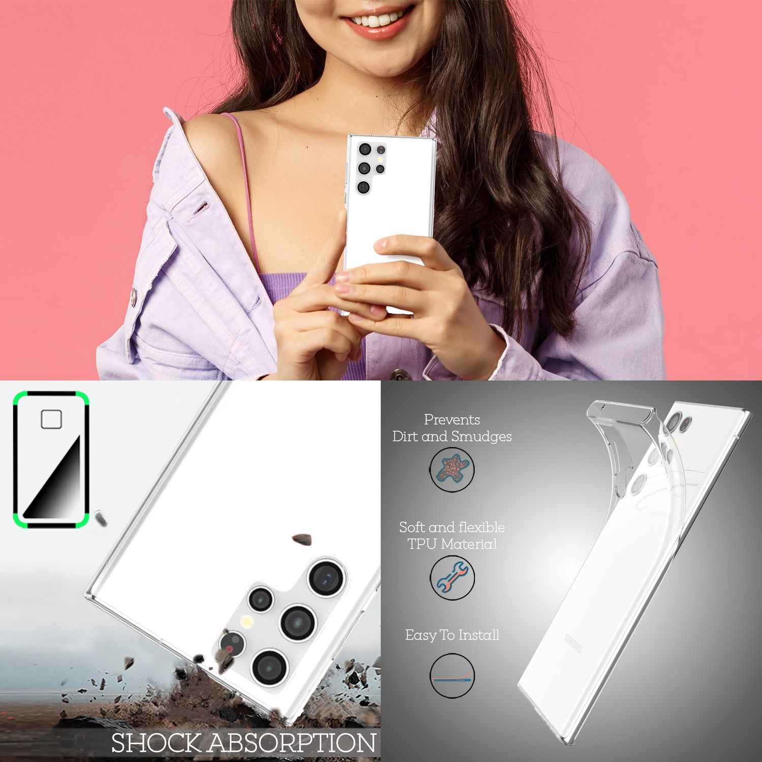 NALIA Klare Silikonhülle für Samsung Galaxy S22 Ultra, Transparent Anti-Gelb Durchsichtig Vergilbungsfrei Clear Case, Handyhülle Schutzhülle
