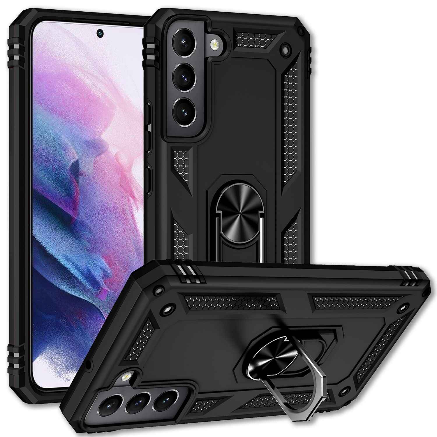 NALIA Military-Style Ringhülle für Samsung Galaxy S22 Plus, Extrem Schützend Stoßfest Robust, 360° Ring für Aufsteller