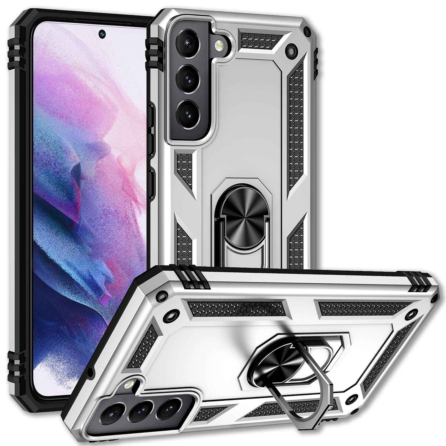 NALIA Military-Style Ringhülle für Samsung Galaxy S22 Plus, Extrem Schützend Stoßfest Robust, 360° Ring für Aufsteller