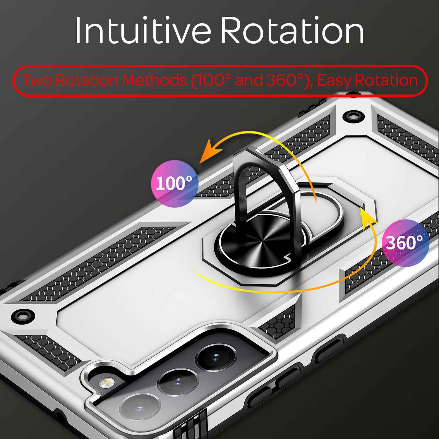 NALIA Military-Style Ringhülle für Samsung Galaxy S22 Plus, Extrem Schützend Stoßfest Robust, 360° Ring für Aufsteller