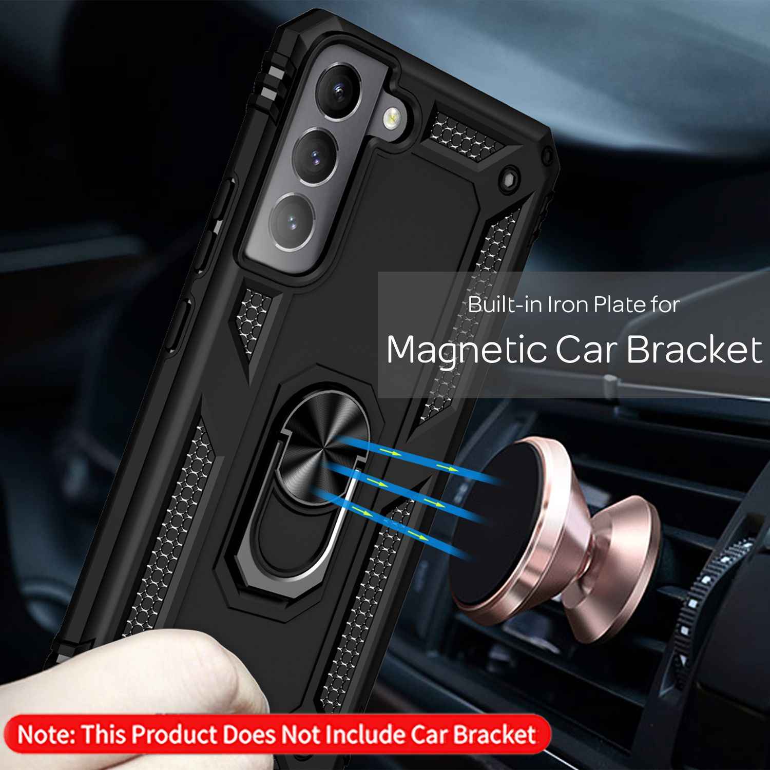 NALIA Military-Style Ringhülle für Samsung Galaxy S22 Plus, Extrem Schützend Stoßfest Robust, 360° Ring für Aufsteller