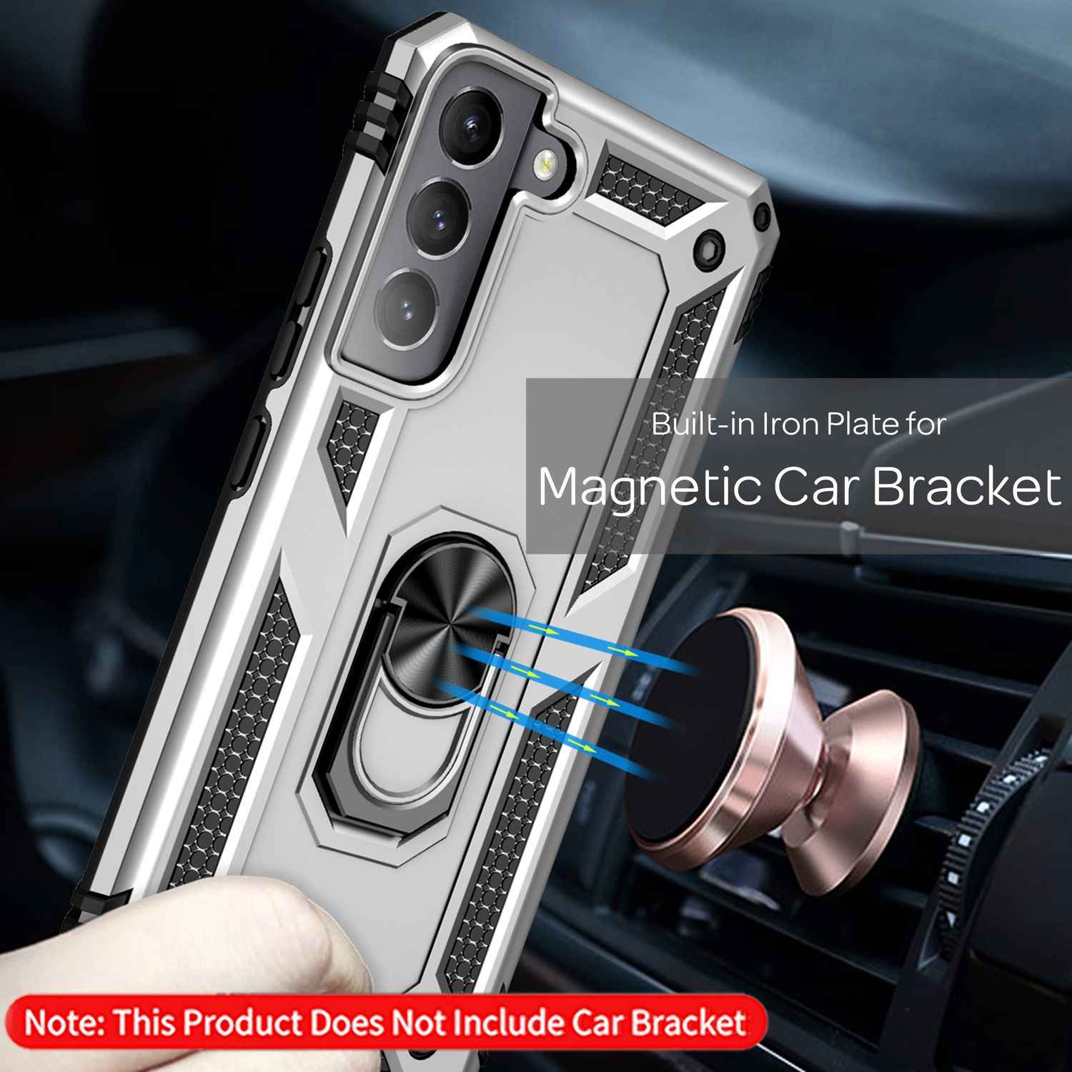 NALIA Military-Style Ringhülle für Samsung Galaxy S22 Plus, Extrem Schützend Stoßfest Robust, 360° Ring für Aufsteller