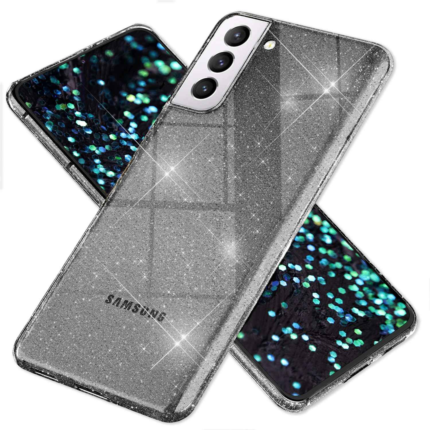 NALIA Klare Glitzerhülle für Samsung Galaxy S22 Plus, Durchsichtig