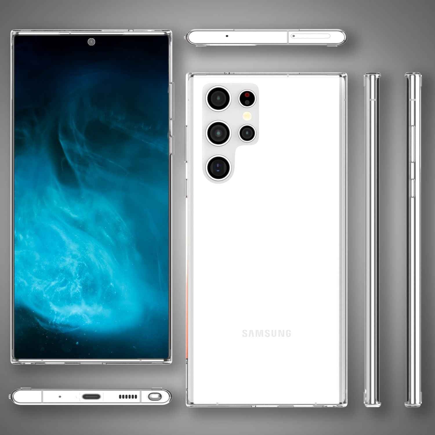 NALIA Klares Kratzfestes Case für Samsung Galaxy S22 Ultra, Transparent Anti-Gelb Durchsichtig Harte Rückseite & Silikon Rahmen, Handyhülle Schutzhülle