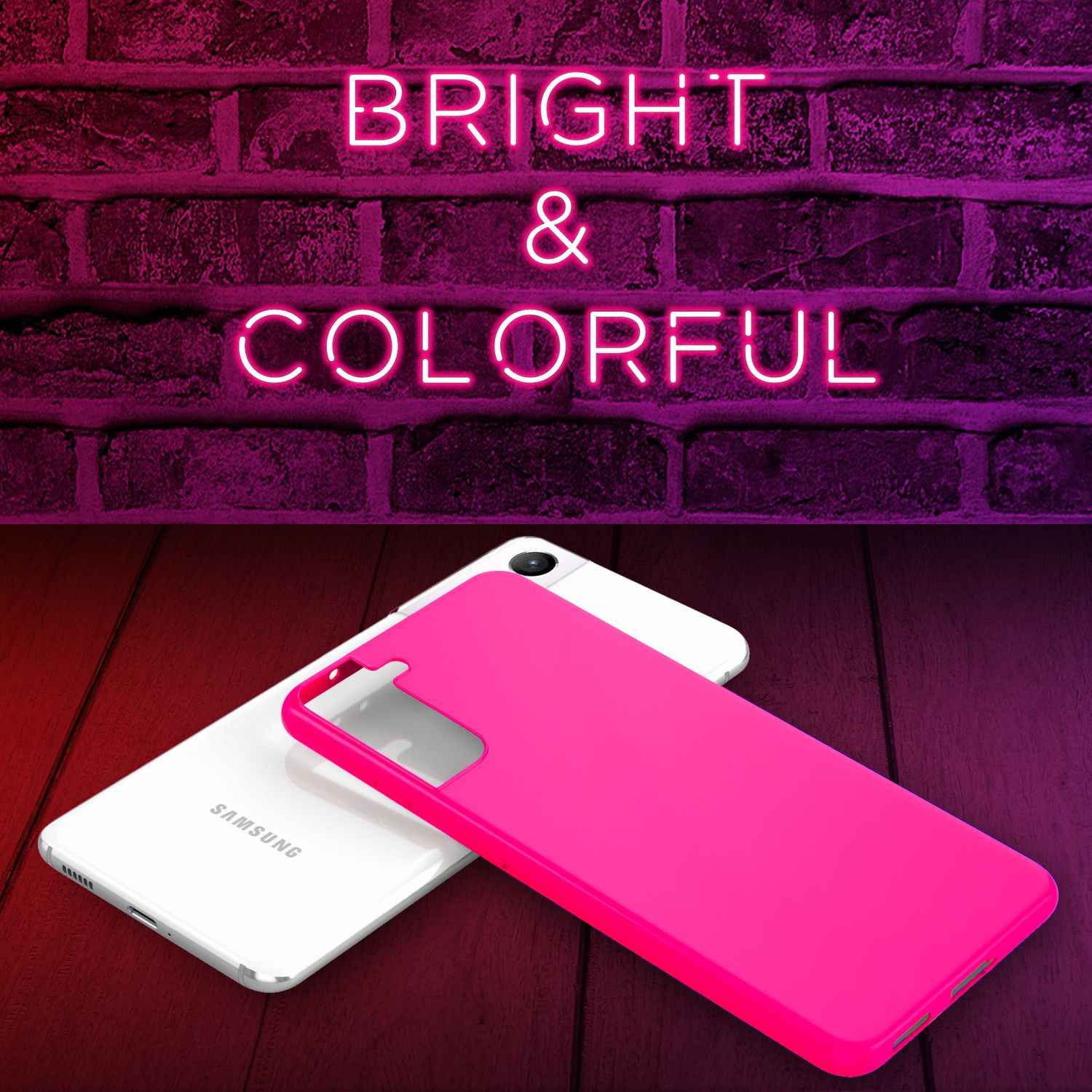 NALIA Bunte Neon Silikonhülle für Samsung Galaxy S22 Plus, Intensive Farbe Rutschfest Samtig Weich Gummiert, Schutzhülle Handyhülle
