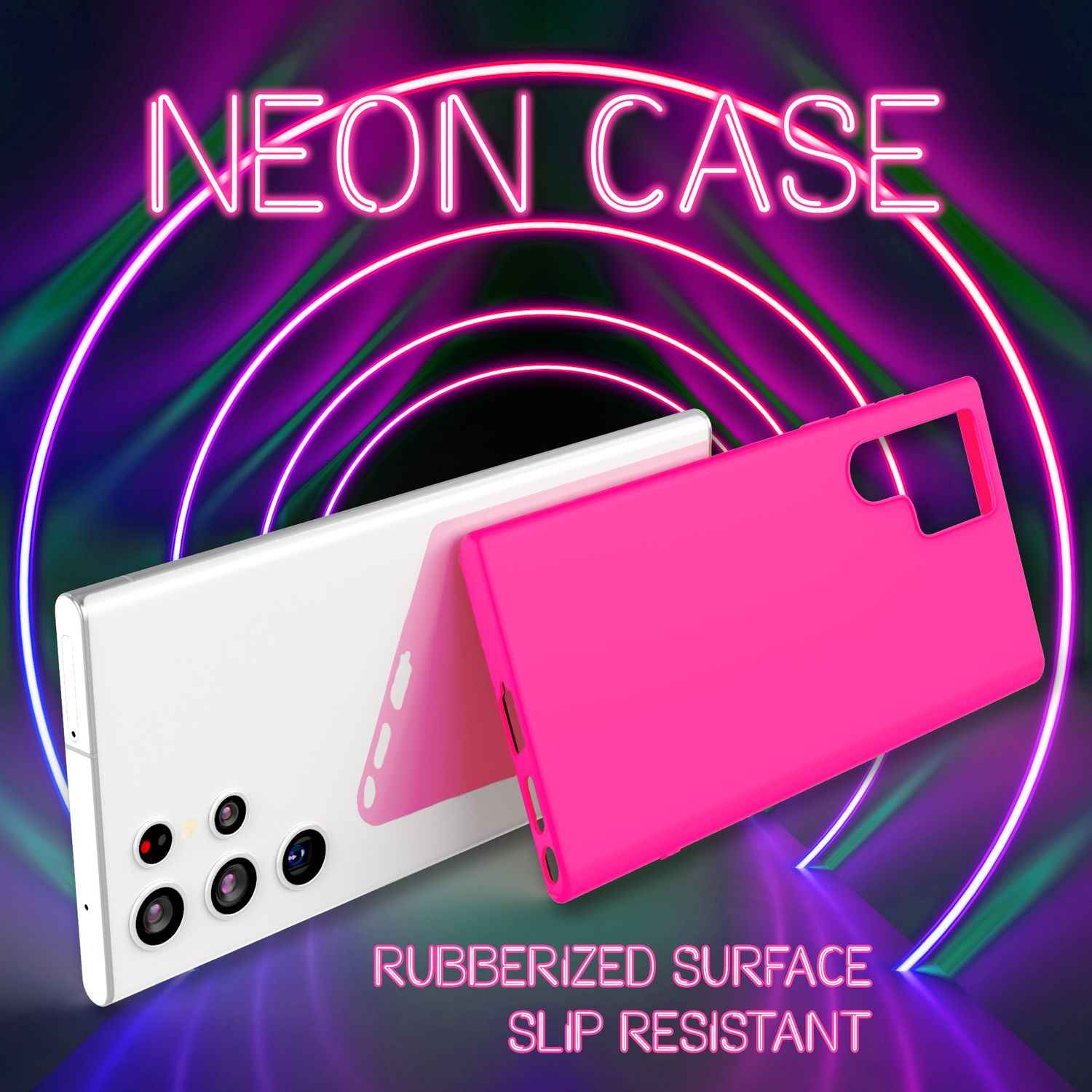 NALIA Bunte Neon Silikonhülle für Samsung Galaxy S22 Ultra