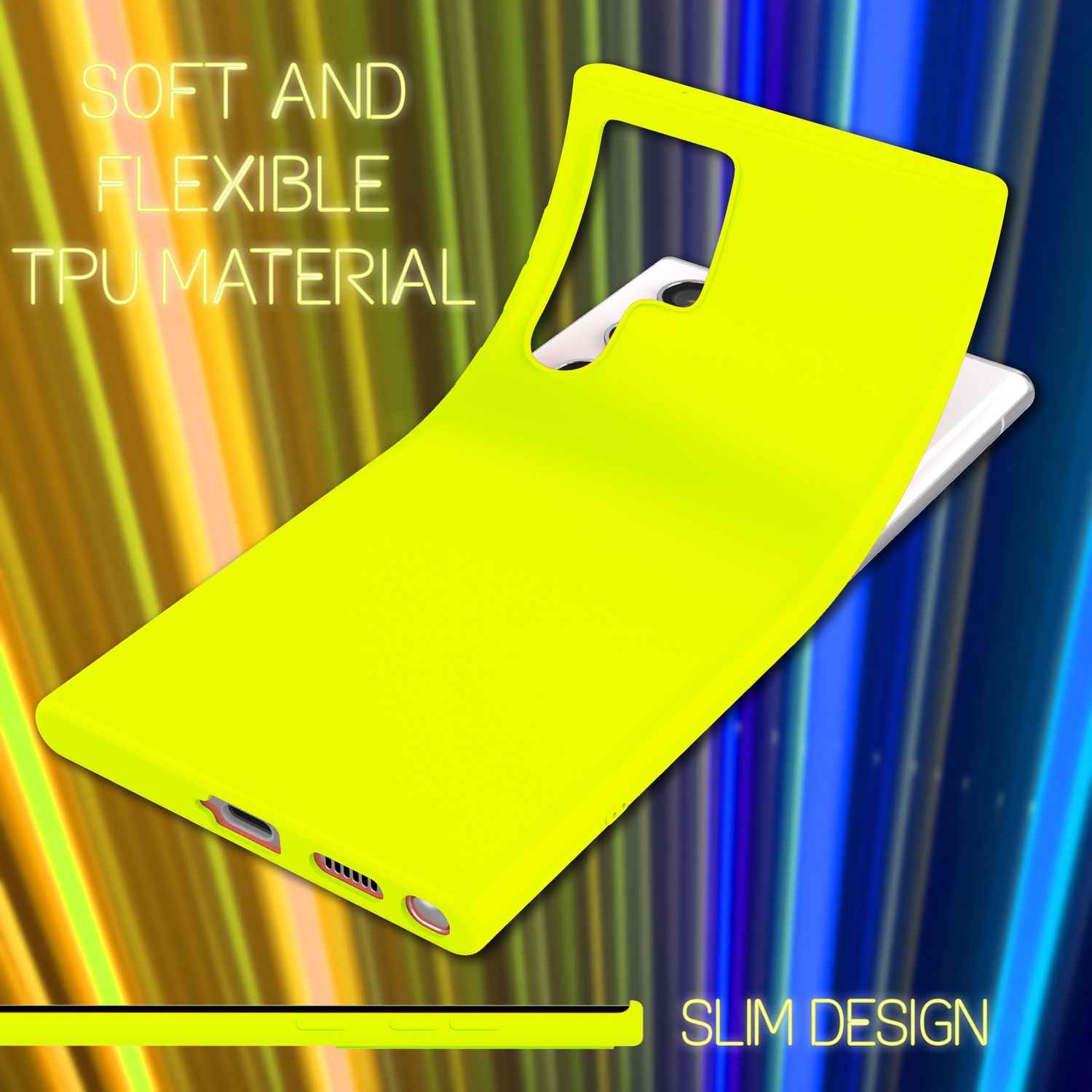 NALIA Bunte Neon Silikonhülle für Samsung Galaxy S22 Ultra