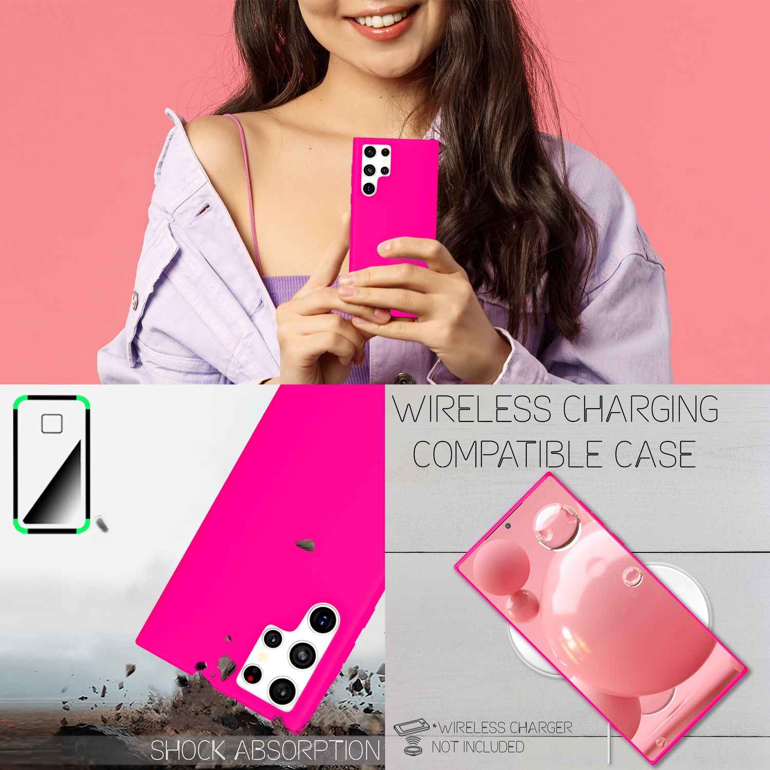 NALIA Bunte Neon Silikonhülle für Samsung Galaxy S22 Ultra