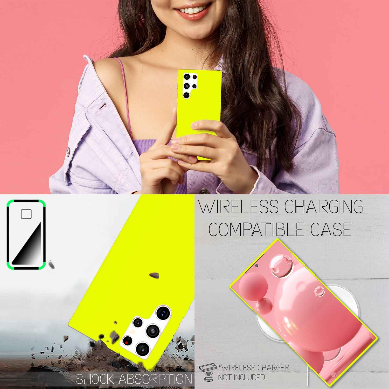 NALIA Bunte Neon Silikonhülle für Samsung Galaxy S22 Ultra