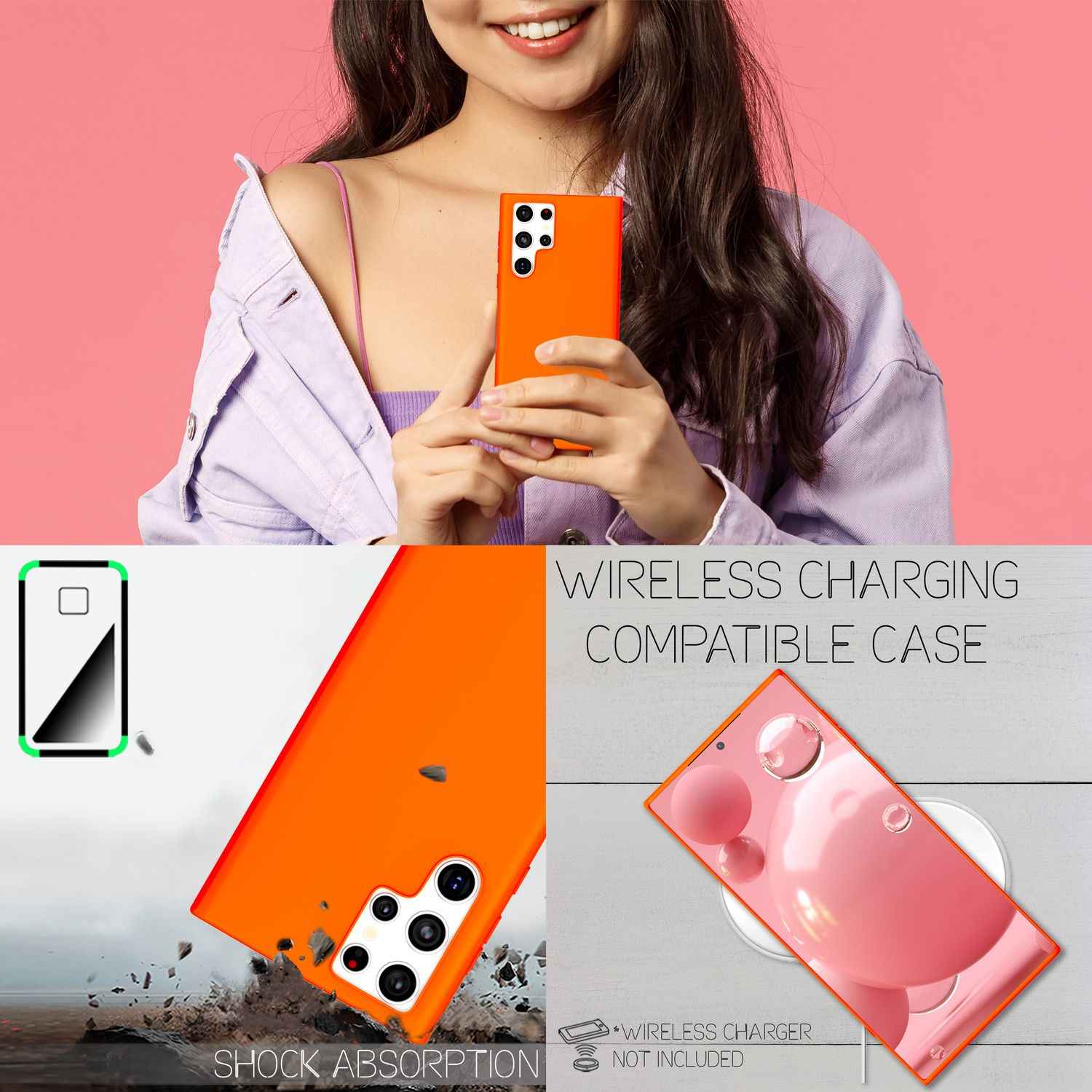 NALIA Bunte Neon Silikonhülle für Samsung Galaxy S22 Ultra