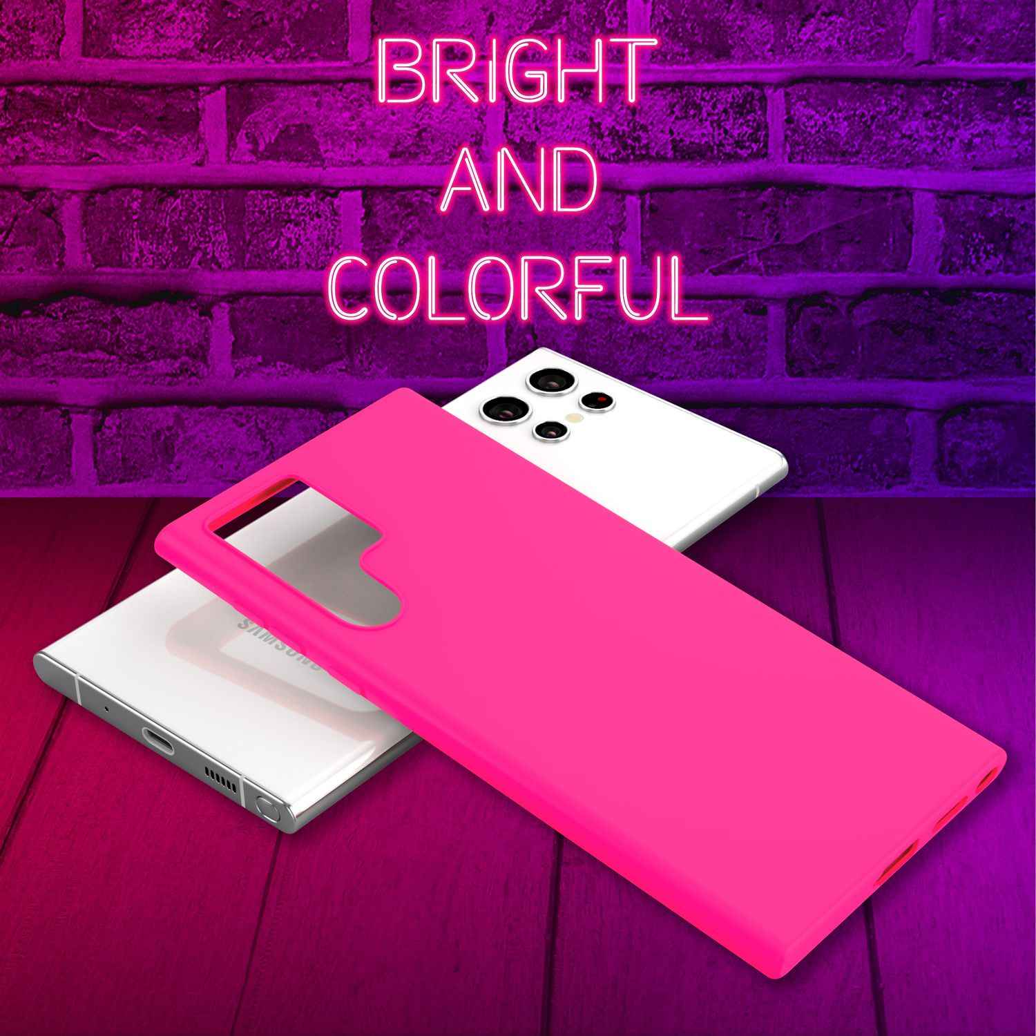 NALIA Bunte Neon Silikonhülle für Samsung Galaxy S22 Ultra