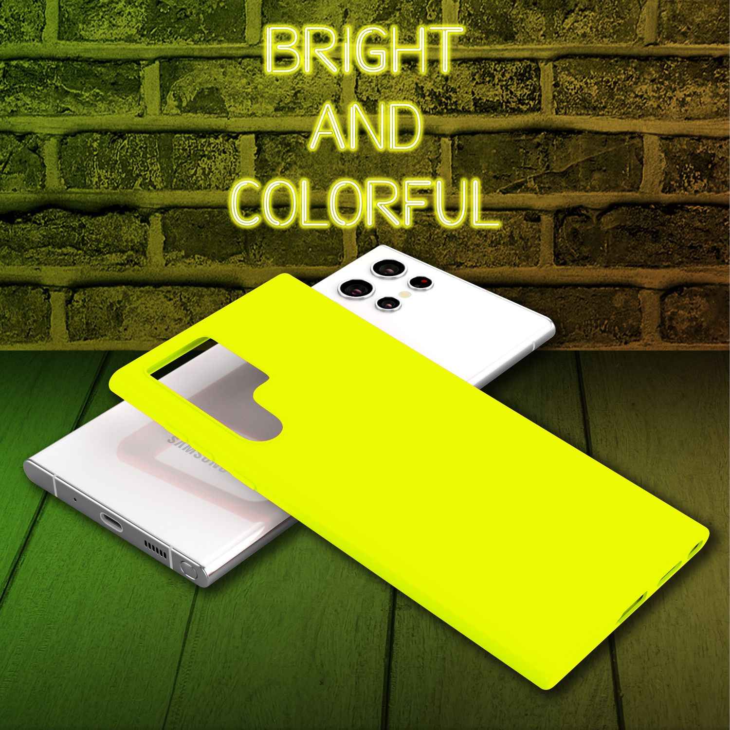 NALIA Bunte Neon Silikonhülle für Samsung Galaxy S22 Ultra