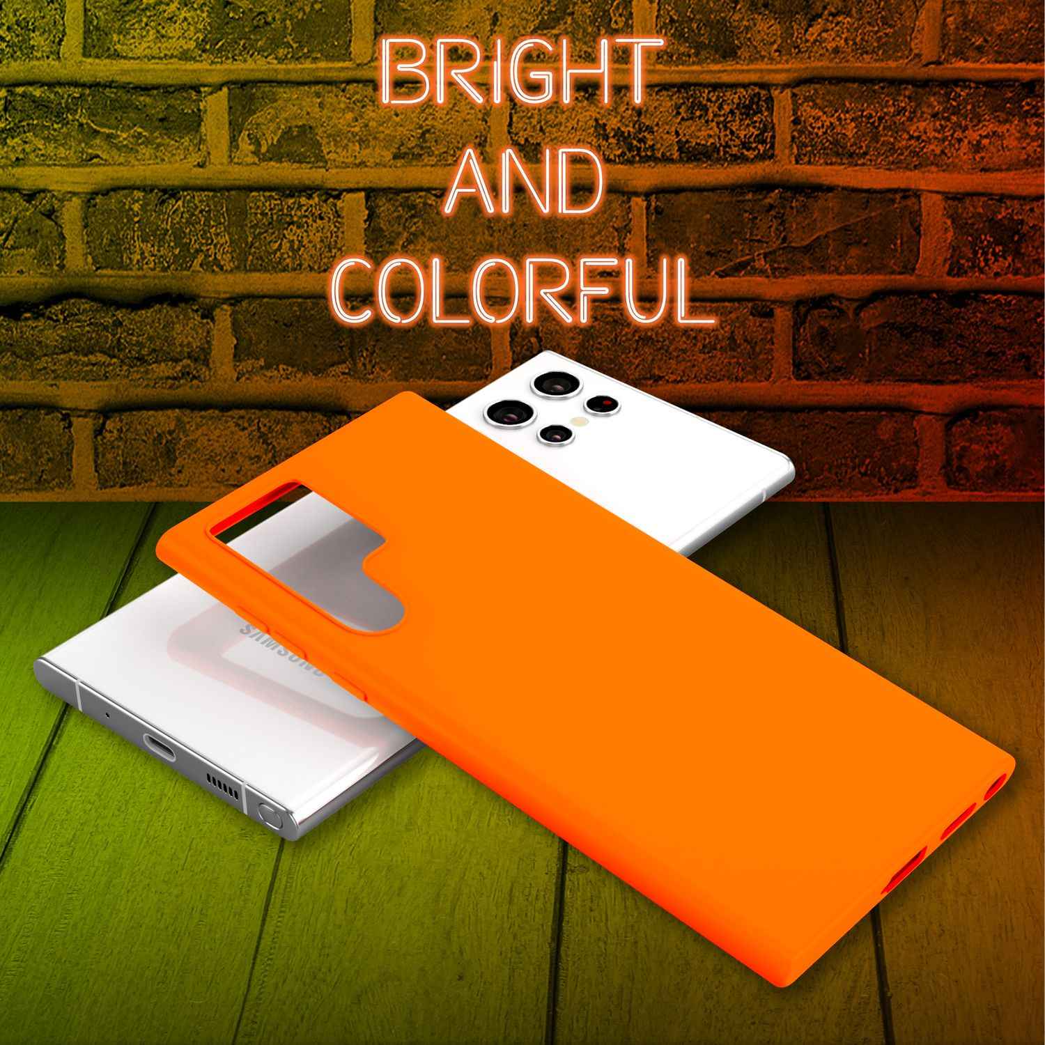 NALIA Bunte Neon Silikonhülle für Samsung Galaxy S22 Ultra
