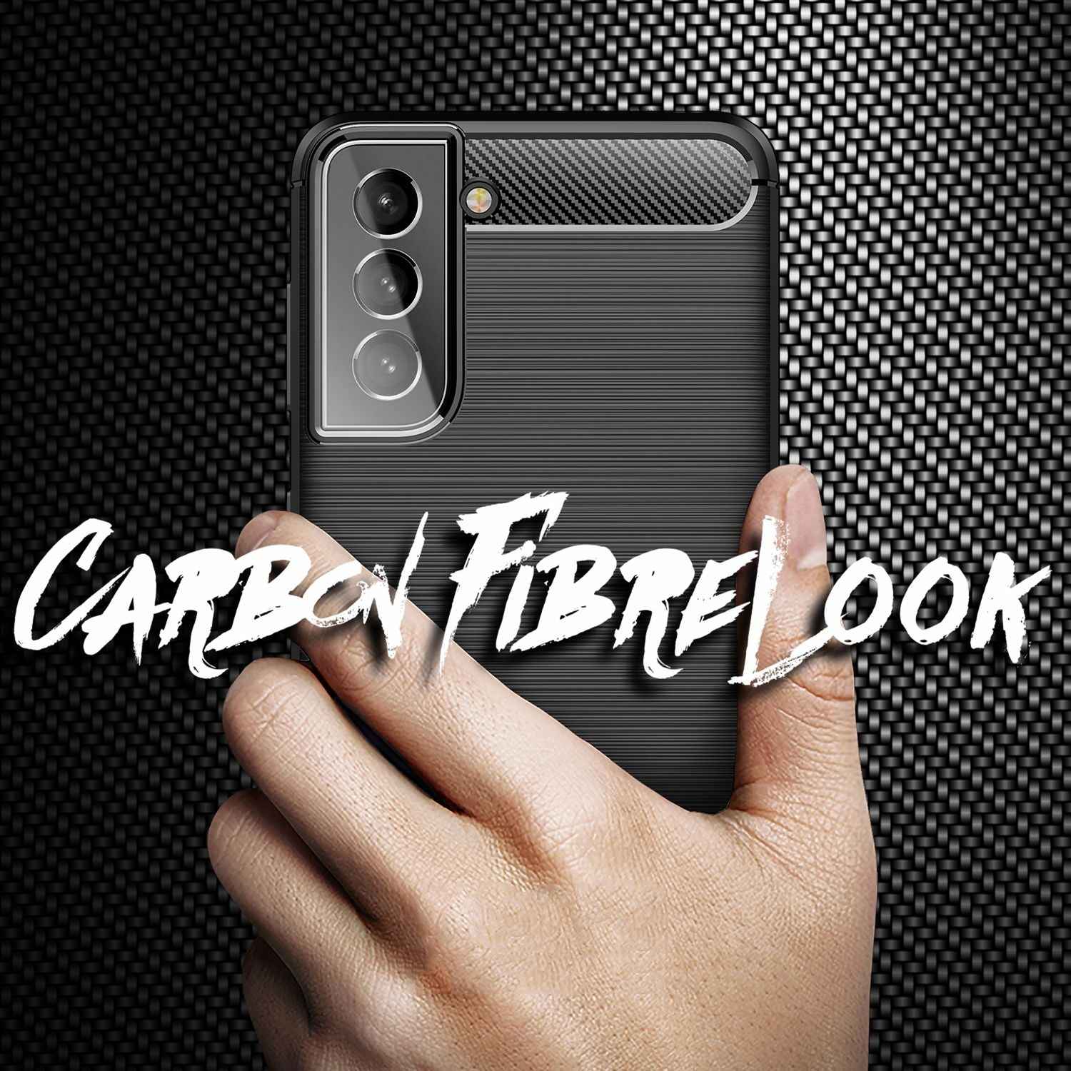 NALIA Carbon Look Case für Samsung Galaxy S22 Plus, Matt-Schwarze Silikonhülle Anti-Fingerabdruck Kohlefaser-Optik, Handyhülle Schutzhülle