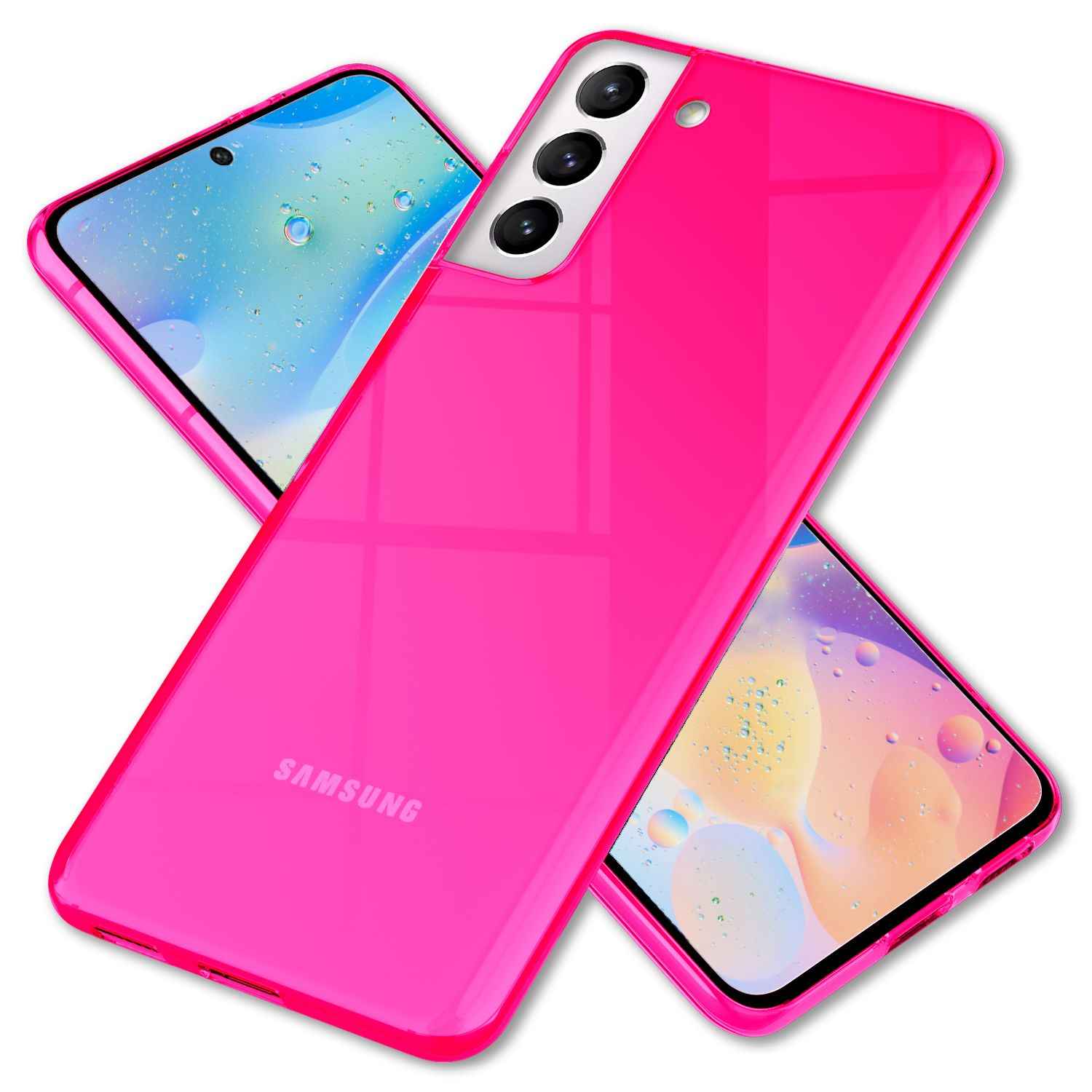 NALIA Klare Neon Handyhülle für Samsung Galaxy S22, Durchsichtig Bunt Leuchtend Vergilbungsfrei, Dünne Robuste Schutzhülle Cover Case