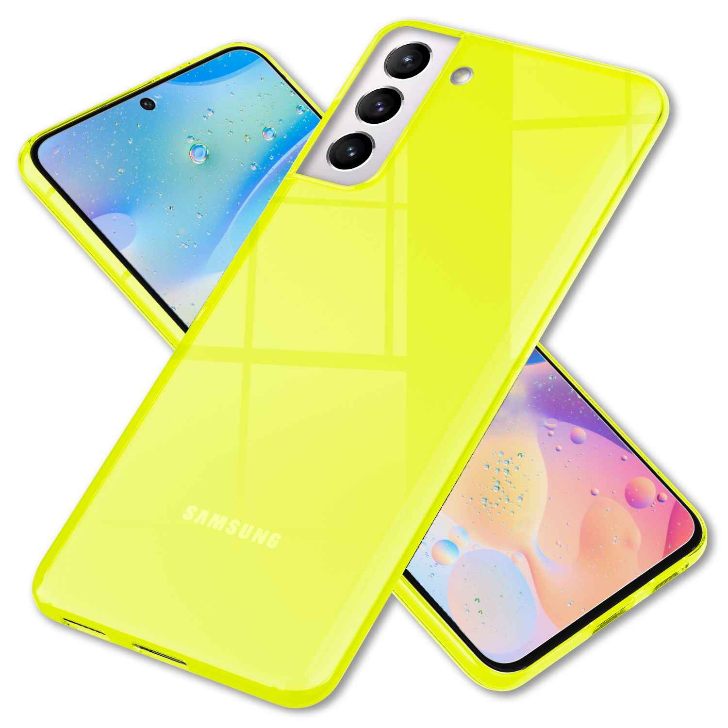 NALIA Klare Neon Handyhülle für Samsung Galaxy S22, Durchsichtig Bunt Leuchtend Vergilbungsfrei, Dünne Robuste Schutzhülle Cover Case