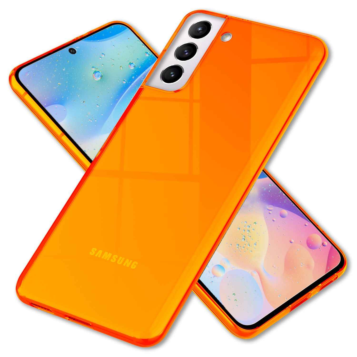 NALIA Klare Neon Handyhülle für Samsung Galaxy S22, Durchsichtig Bunt Leuchtend Vergilbungsfrei, Dünne Robuste Schutzhülle Cover Case